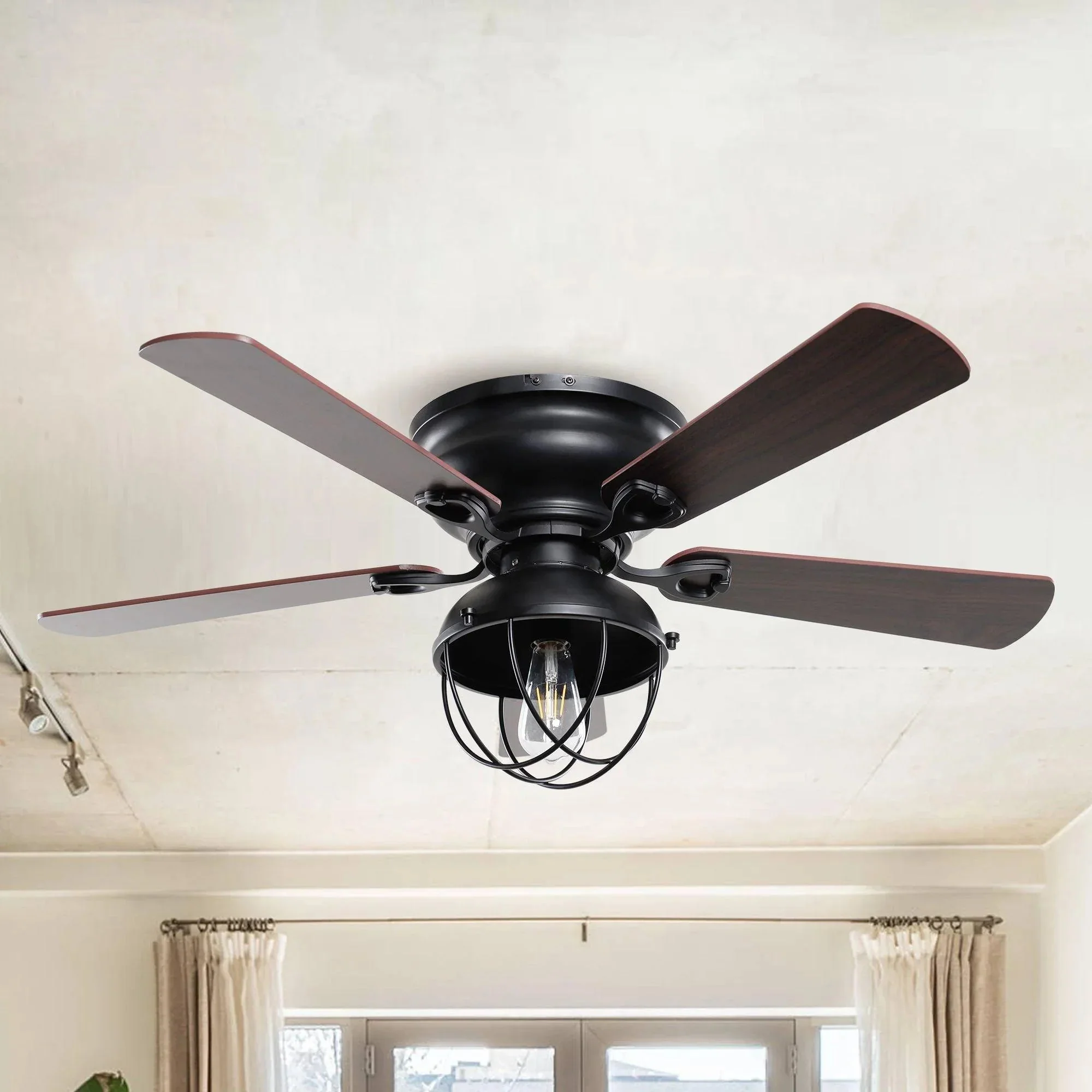 Parrot Uncle 42-Inch Traditional Flush Mount Reversible Ceiling Fan with Lighting and Remote Control (F6232QQ110V) - Image 4