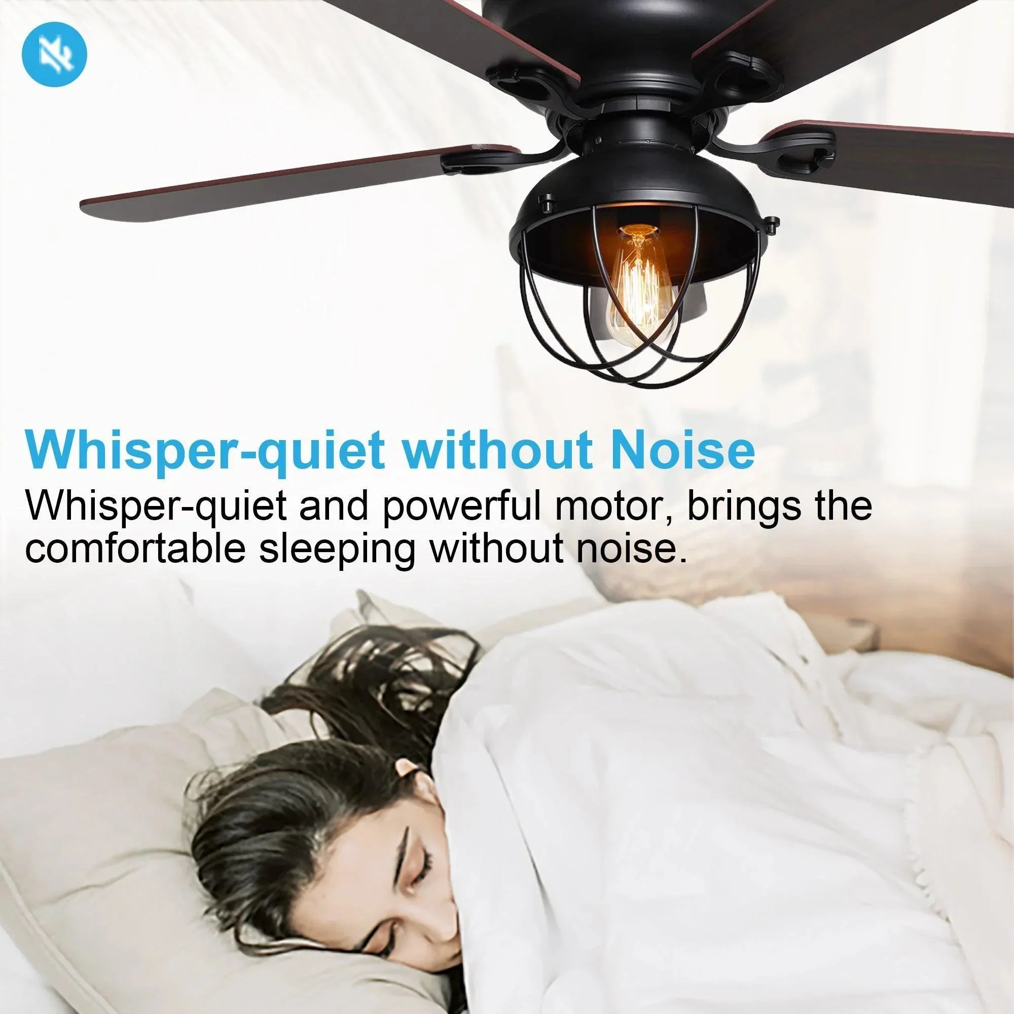Parrot Uncle 42-Inch Traditional Flush Mount Reversible Ceiling Fan with Lighting and Remote Control (F6232QQ110V) - Image 5