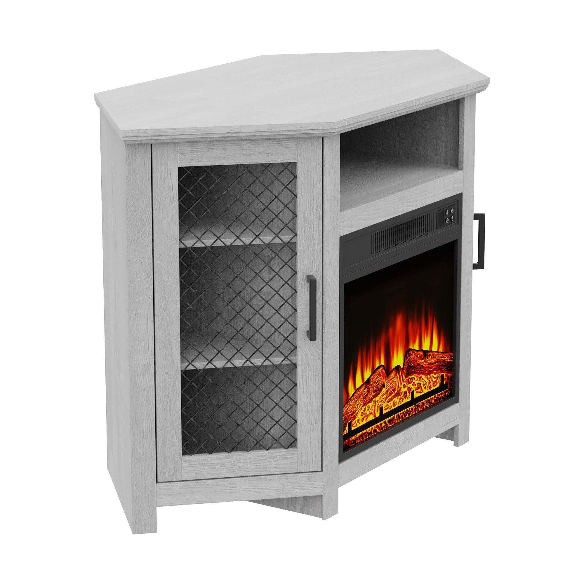 Parrot Uncle 45-Inch Corner Electric Fireplace TV Stands Console Table Insert 18" Electric Fireplace with 2 Metal Mesh Doors - Image 11