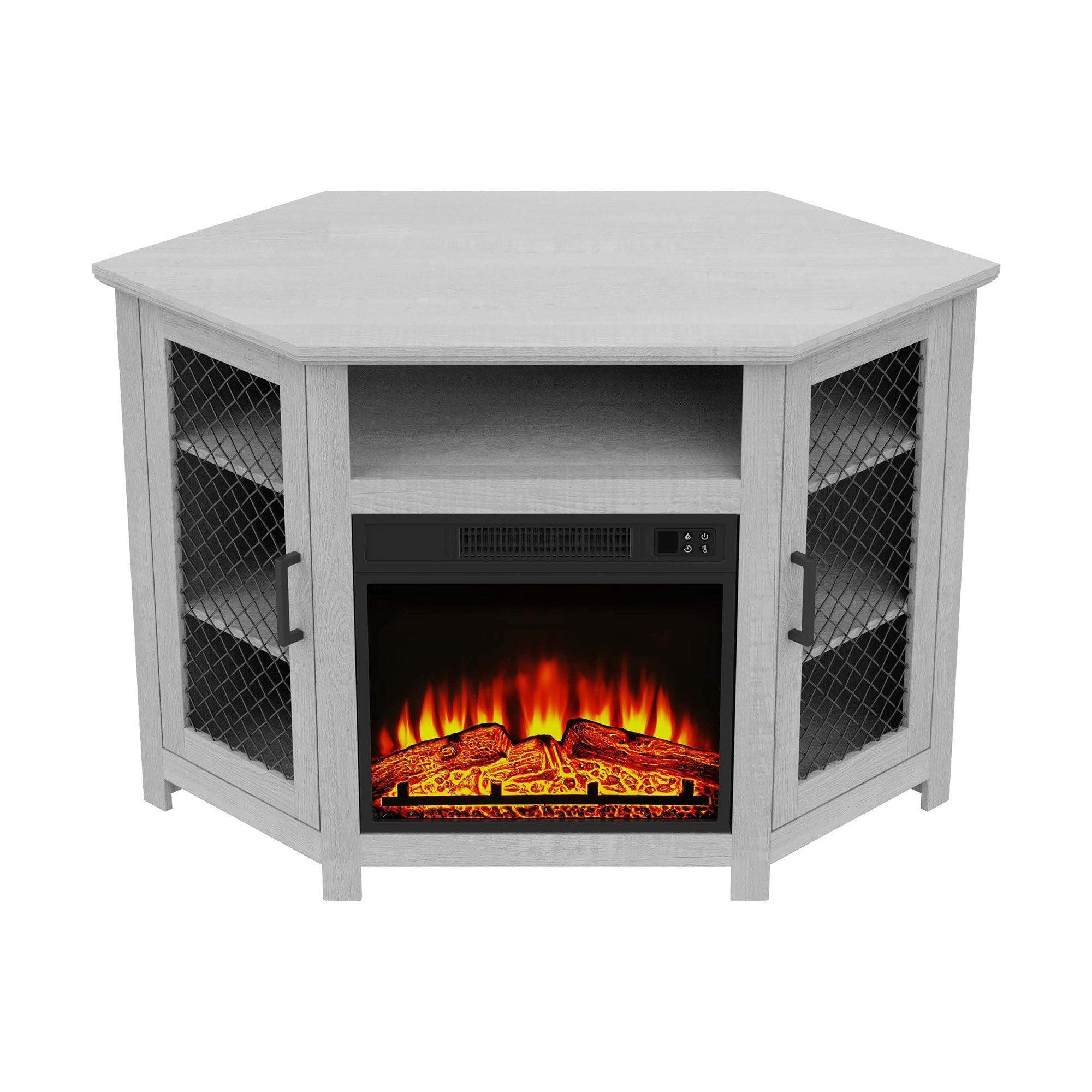 Parrot Uncle 45-Inch Corner Electric Fireplace TV Stands Console Table Insert 18" Electric Fireplace with 2 Metal Mesh Doors - Image 12