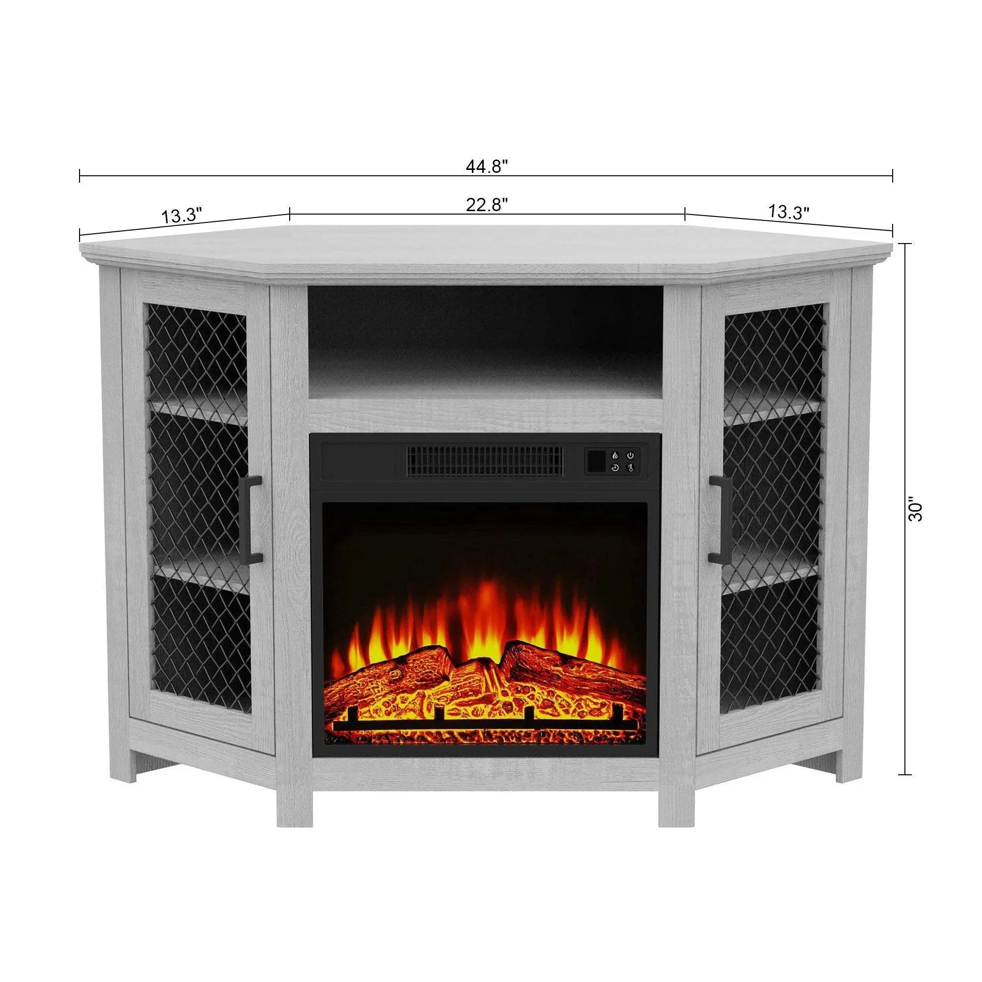 Parrot Uncle 45-Inch Corner Electric Fireplace TV Stands Console Table Insert 18" Electric Fireplace with 2 Metal Mesh Doors - Image 13