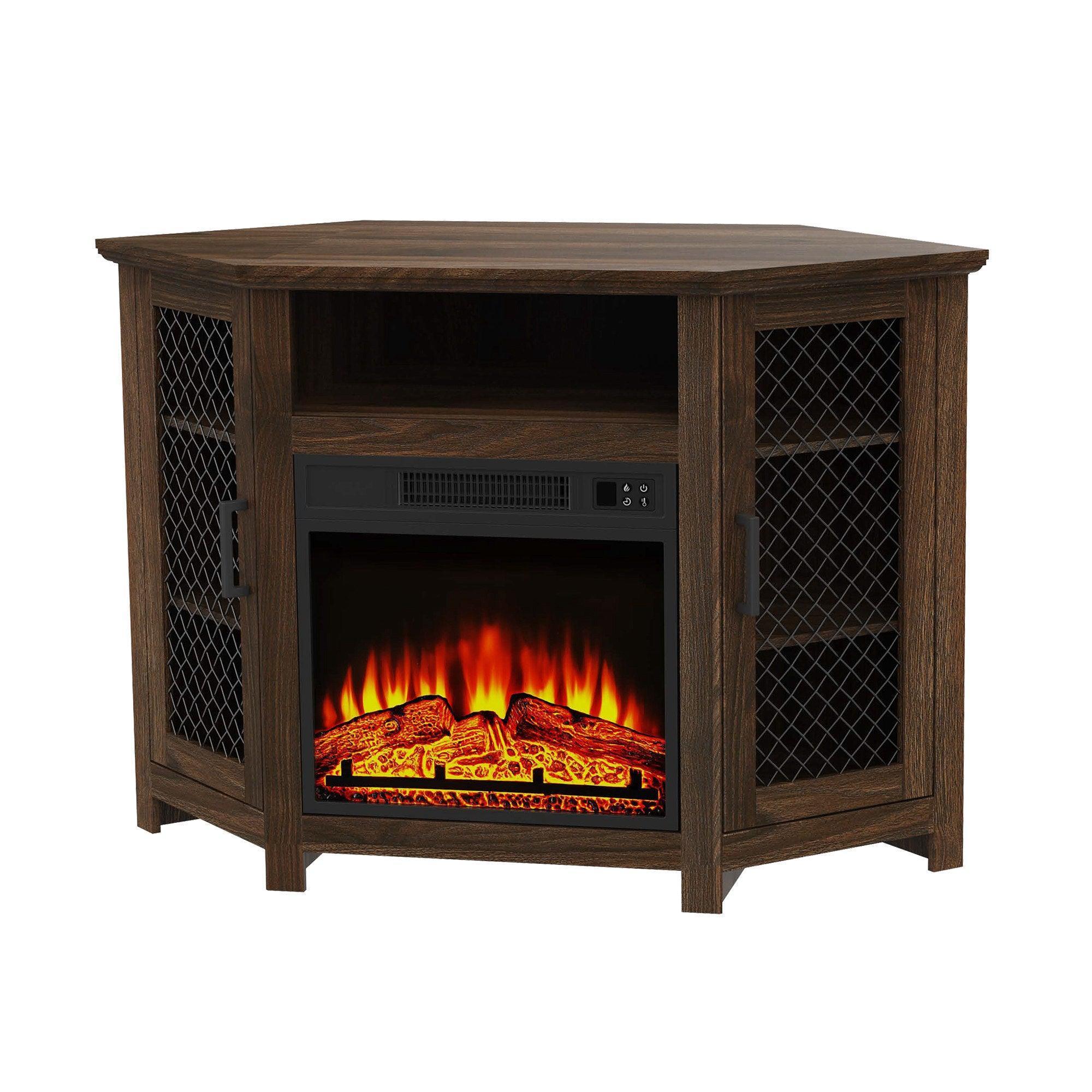 Parrot Uncle 45-Inch Corner Electric Fireplace TV Stands Console Table Insert 18" Electric Fireplace with 2 Metal Mesh Doors - Image 17