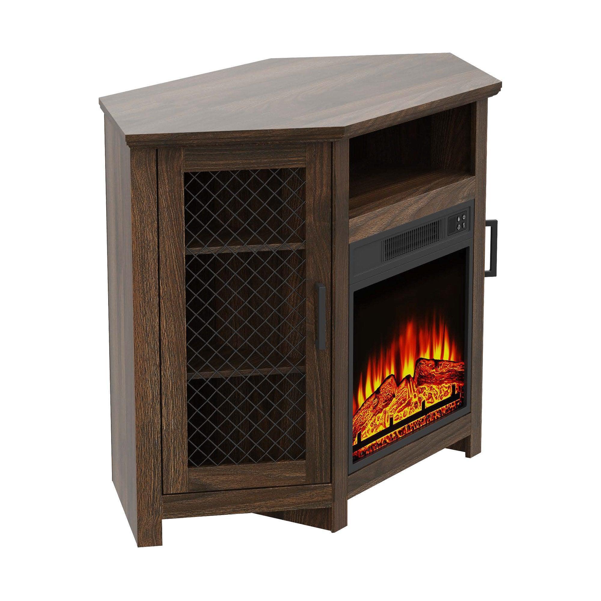 Parrot Uncle 45-Inch Corner Electric Fireplace TV Stands Console Table Insert 18" Electric Fireplace with 2 Metal Mesh Doors - Image 24