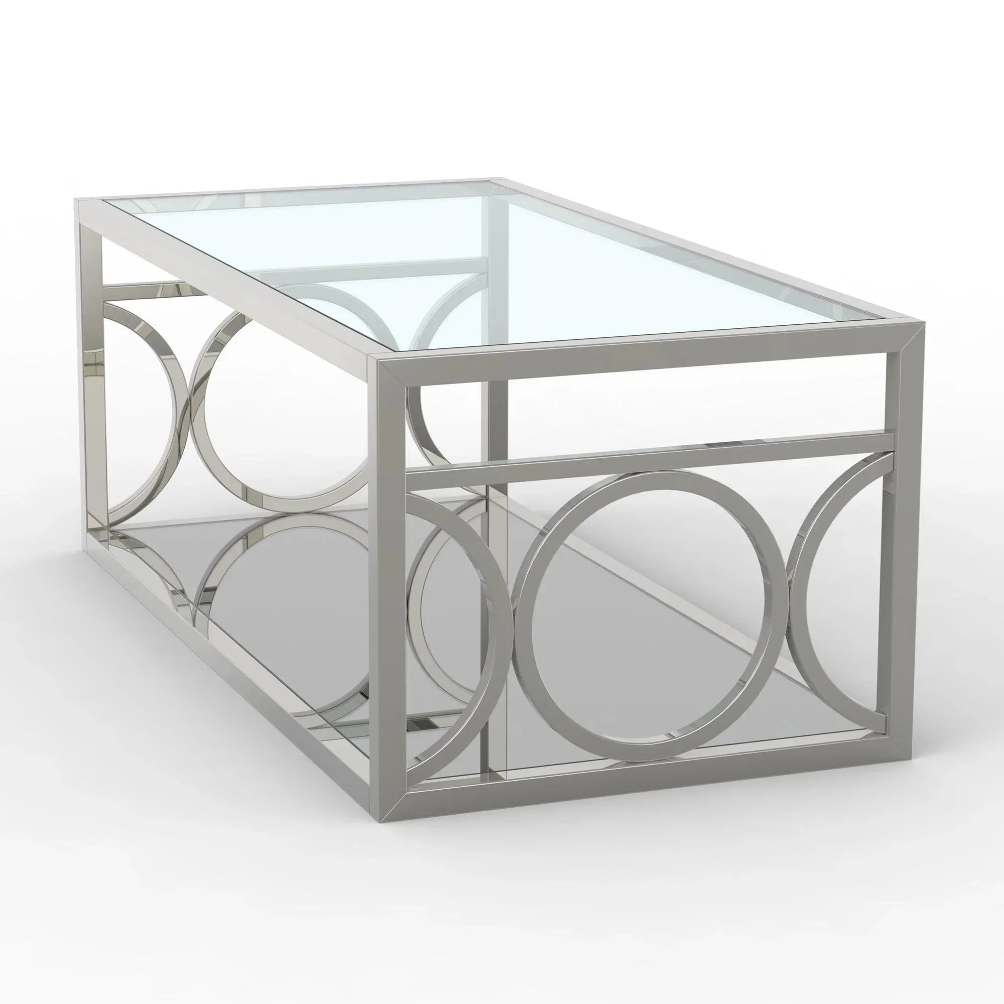 Parrot Uncle 47-Inch Contemporary Coffee Table in Chrome (CM4166CRM-C-PU) - Image 5