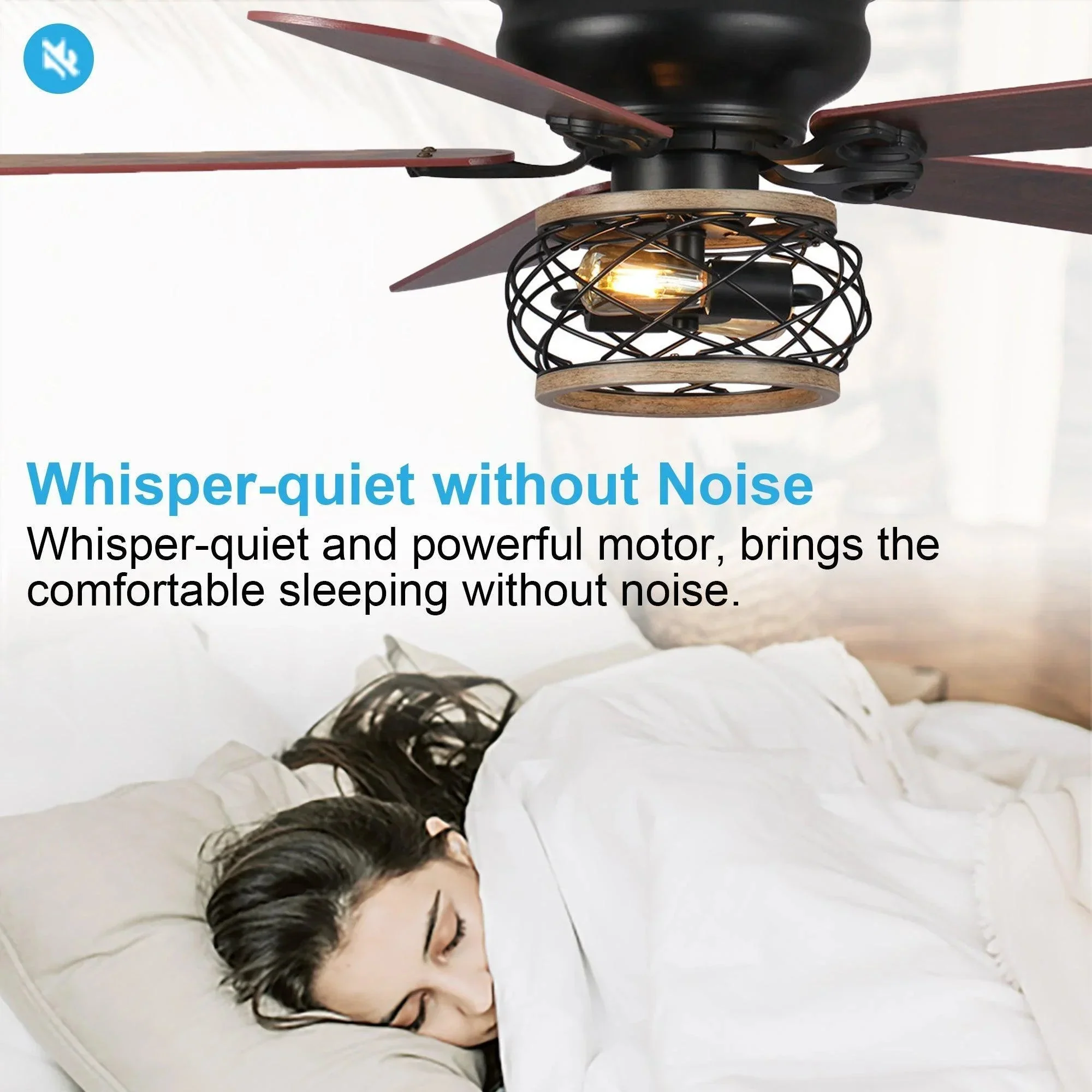 Parrot Uncle 48-Inch Antwerp Farmhouse Flush Mount Reversible Ceiling Fan with Lighting and Remote Control (F6240Q110V) - Image 11