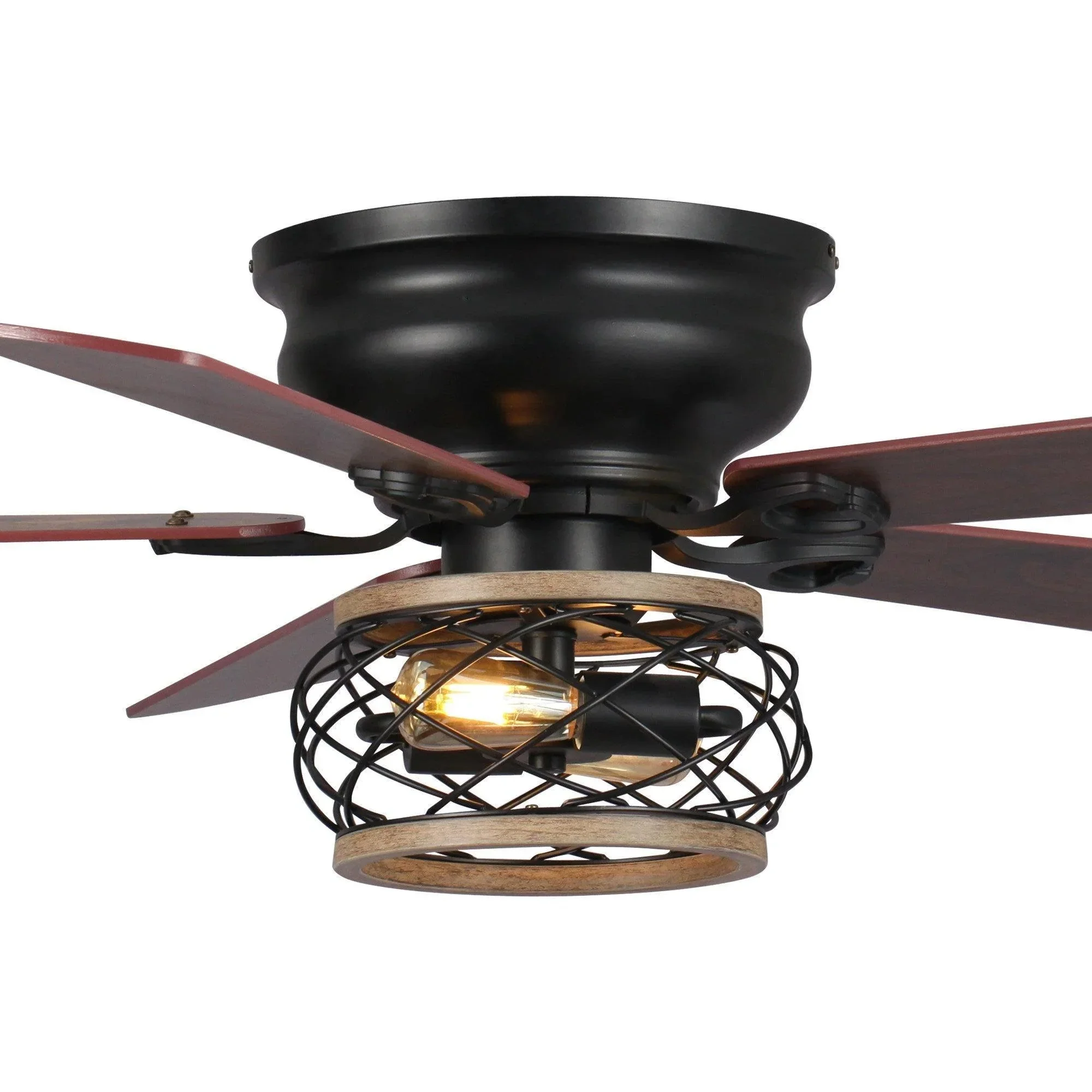 Parrot Uncle 48-Inch Antwerp Farmhouse Flush Mount Reversible Ceiling Fan with Lighting and Remote Control (F6240Q110V) - Image 18