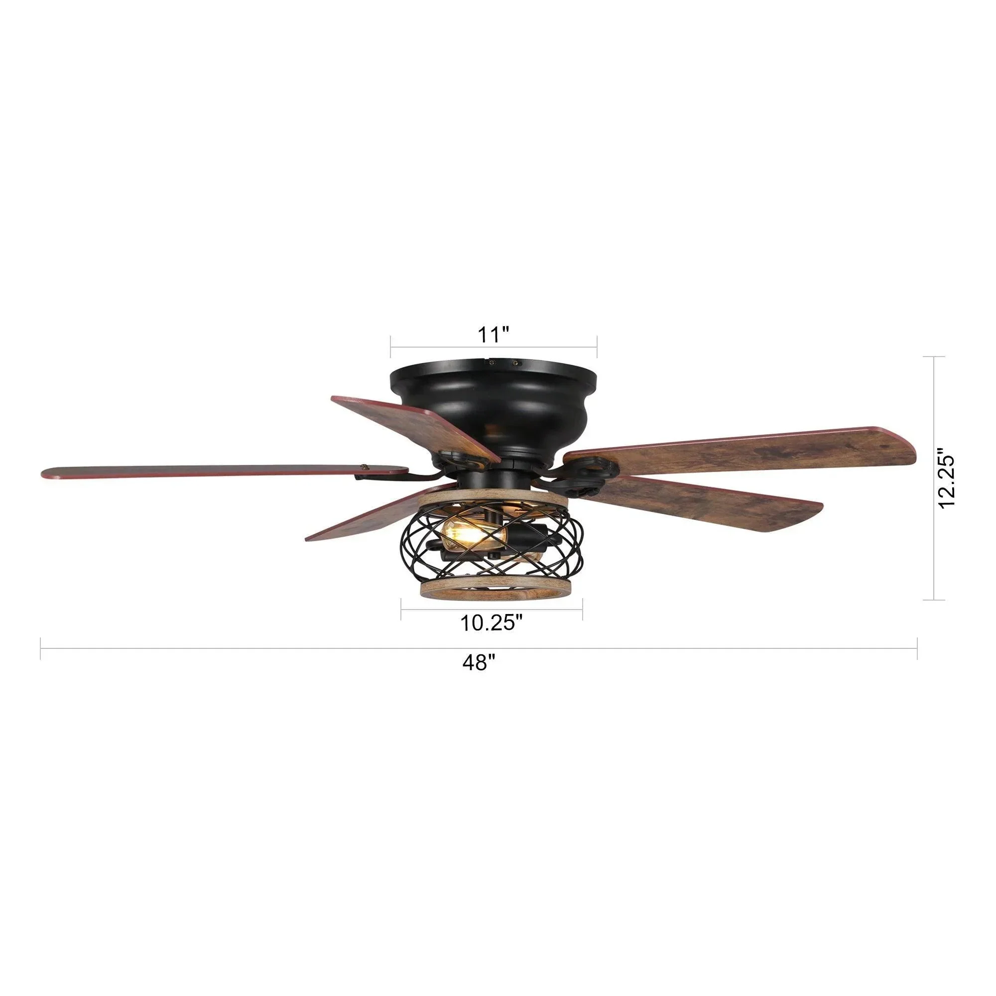 Parrot Uncle 48-Inch Antwerp Farmhouse Flush Mount Reversible Ceiling Fan with Lighting and Remote Control (F6240Q110V) - Image 23