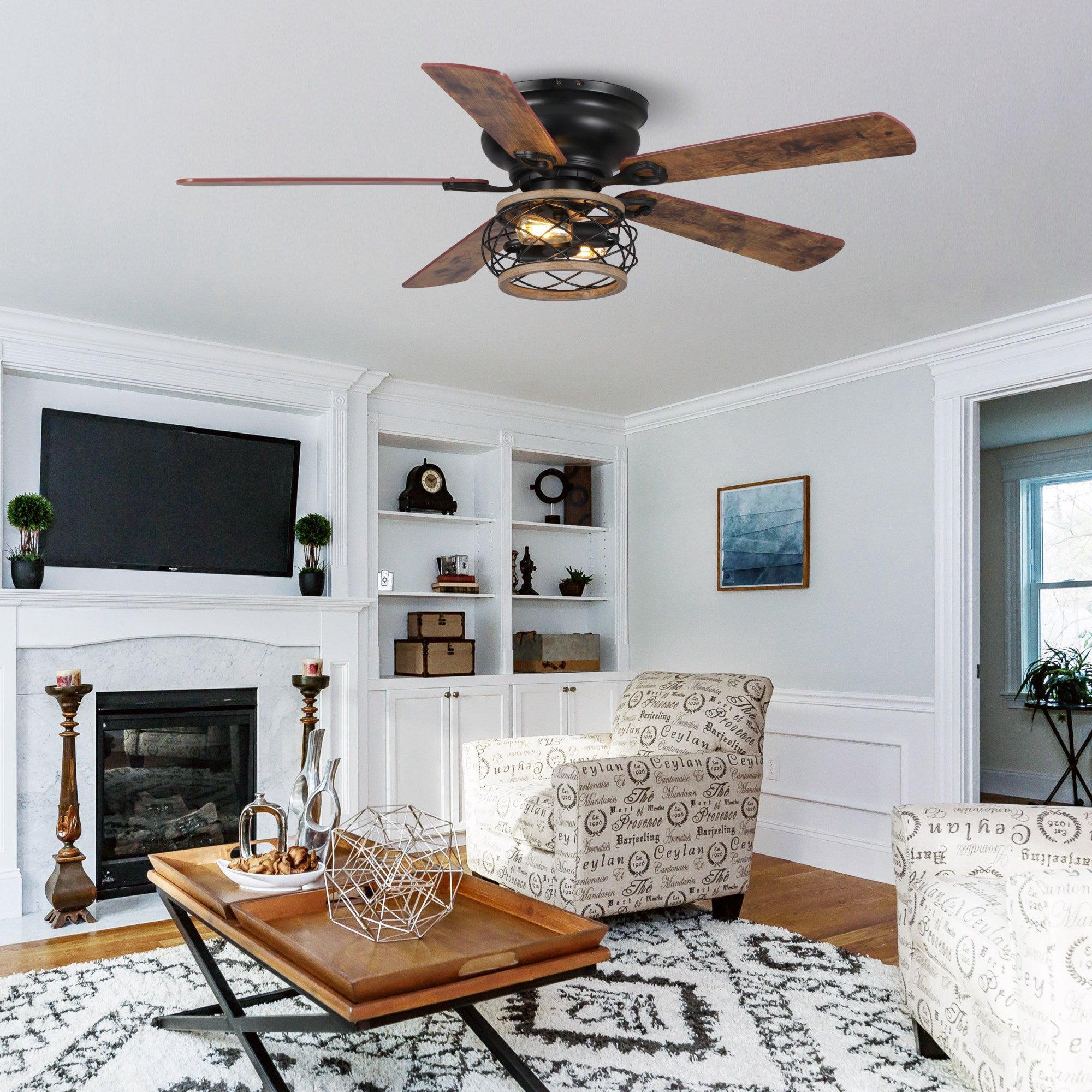 Parrot Uncle 48-Inch Antwerp Farmhouse Flush Mount Reversible Ceiling Fan with Lighting and Remote Control (F6240Q110V) - Image 5
