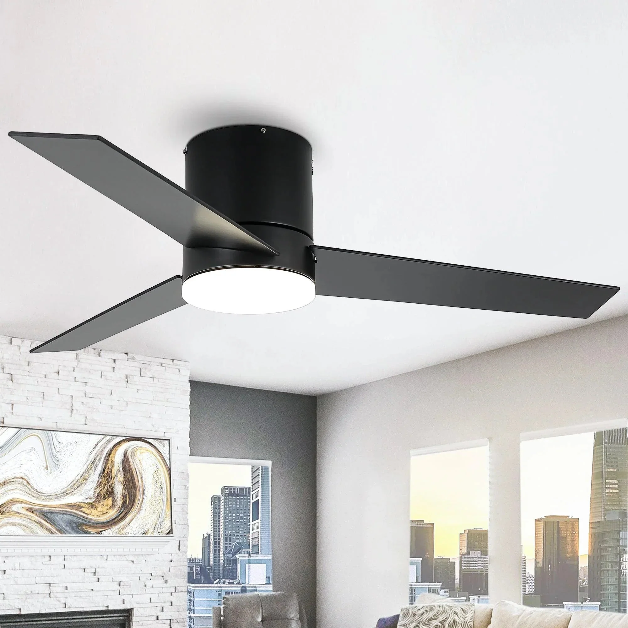 Parrot Uncle 48-Inch Flush Mount Ceiling Fan 3 Blades with LED Lighting and Remote Control - Image 8