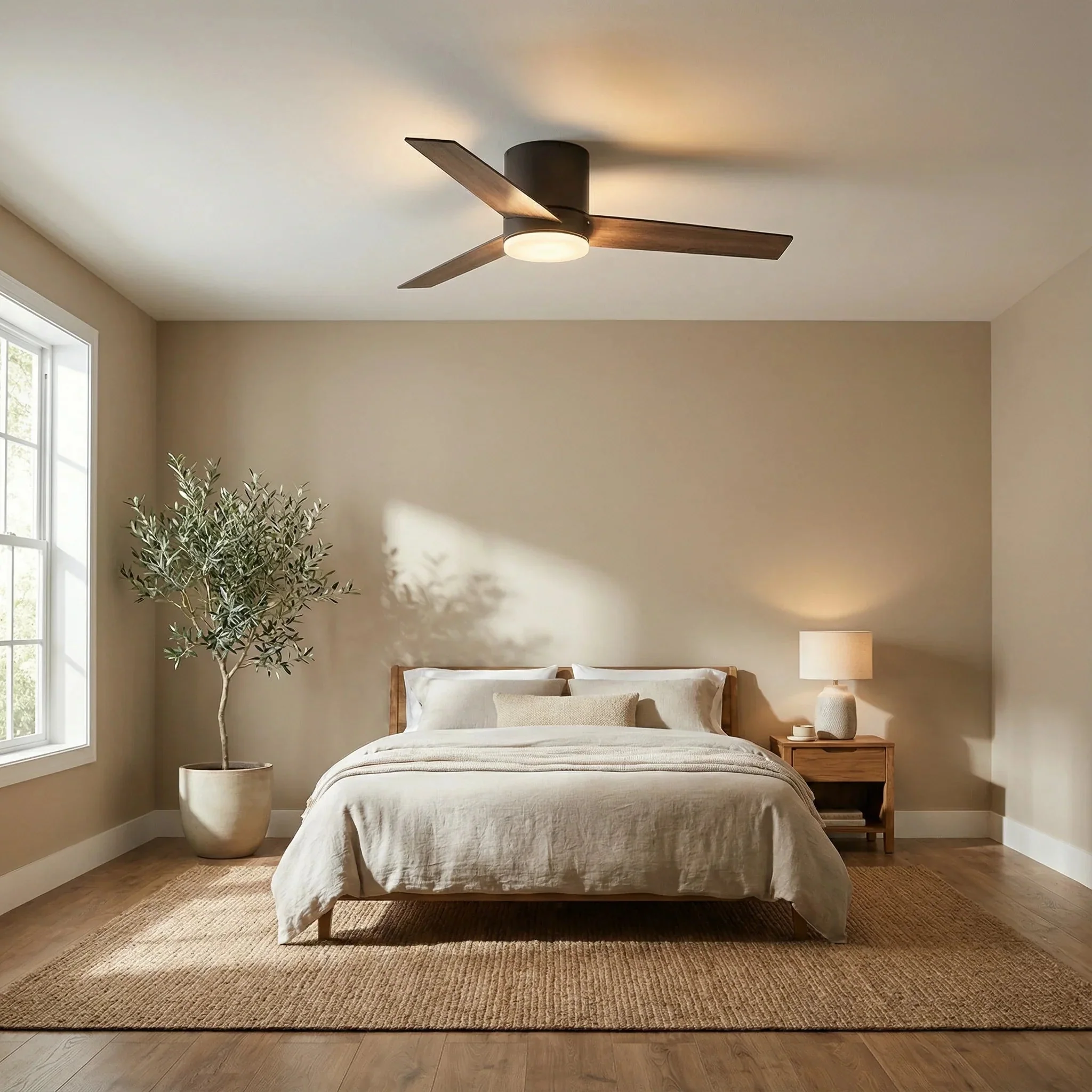 Parrot Uncle 48-Inch Kielah Farmhouse Flush Mount Reversible Ceiling Fan with Lighting and Remote Control - Image 2