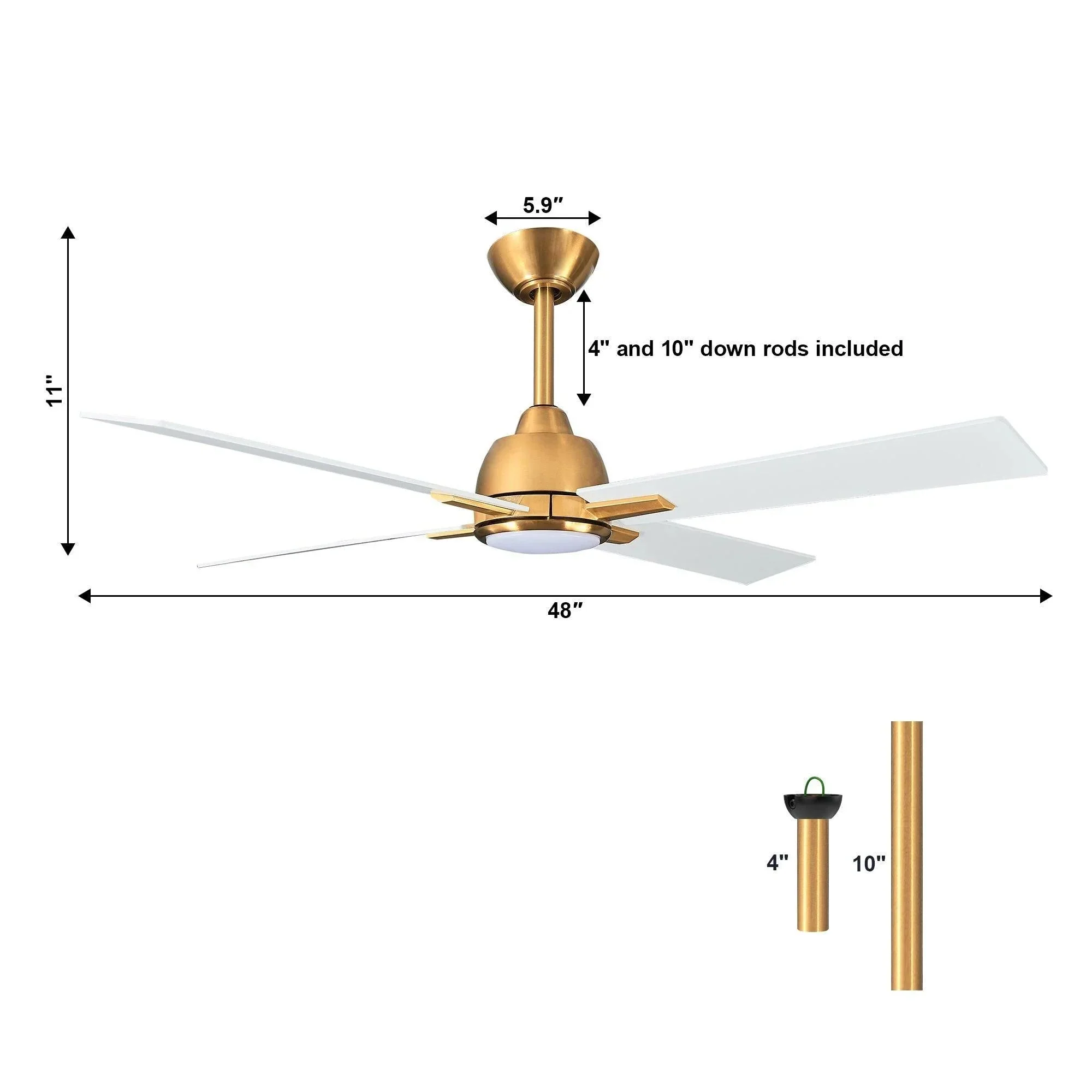 Parrot Uncle 48-Inch Linden DC Motor Downrod Mount Reversible Ceiling Fan with Lighting and Remote Control - Image 15