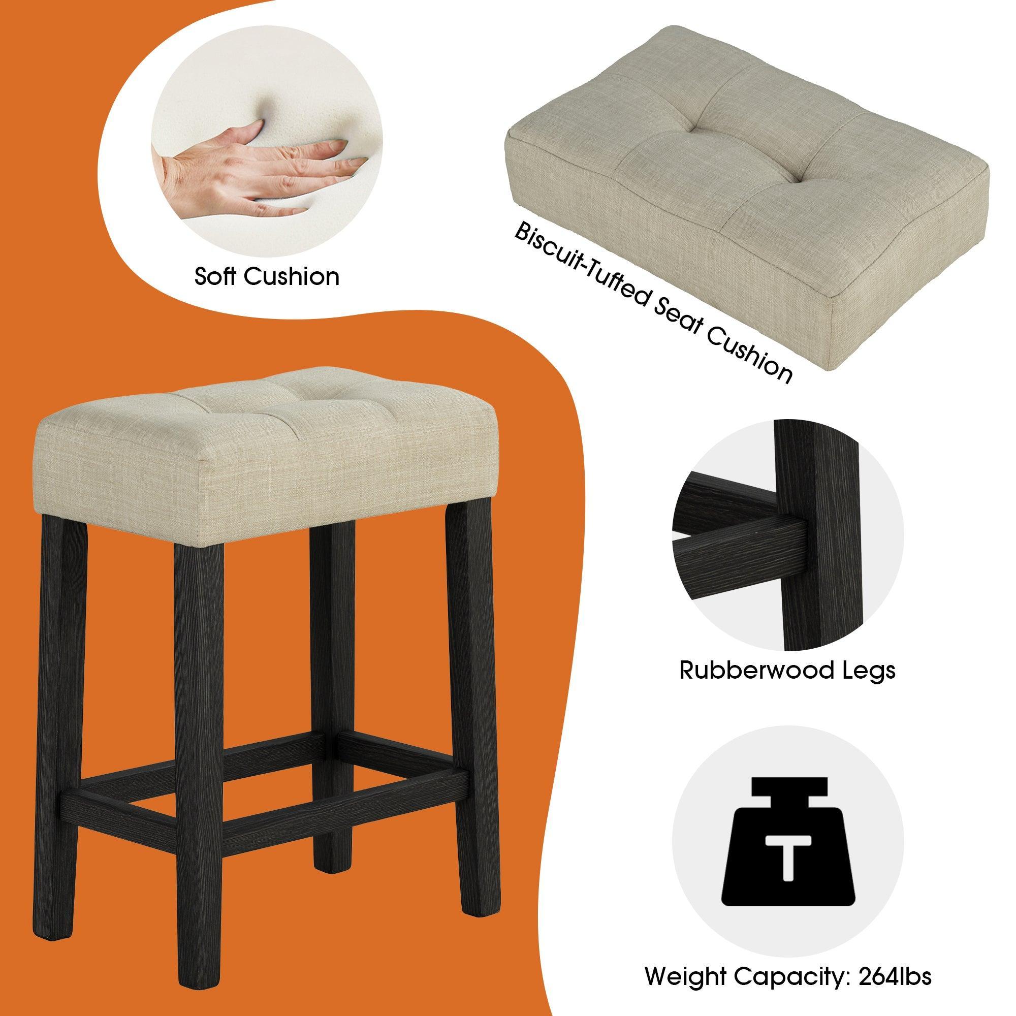 Parrot Uncle 48-Inch Modern Breakfast 1 Dining Table Set with 2 Stools for Apartment, Travertine Table Top (SL3402BK-PT-3PK-PU) - Image 4