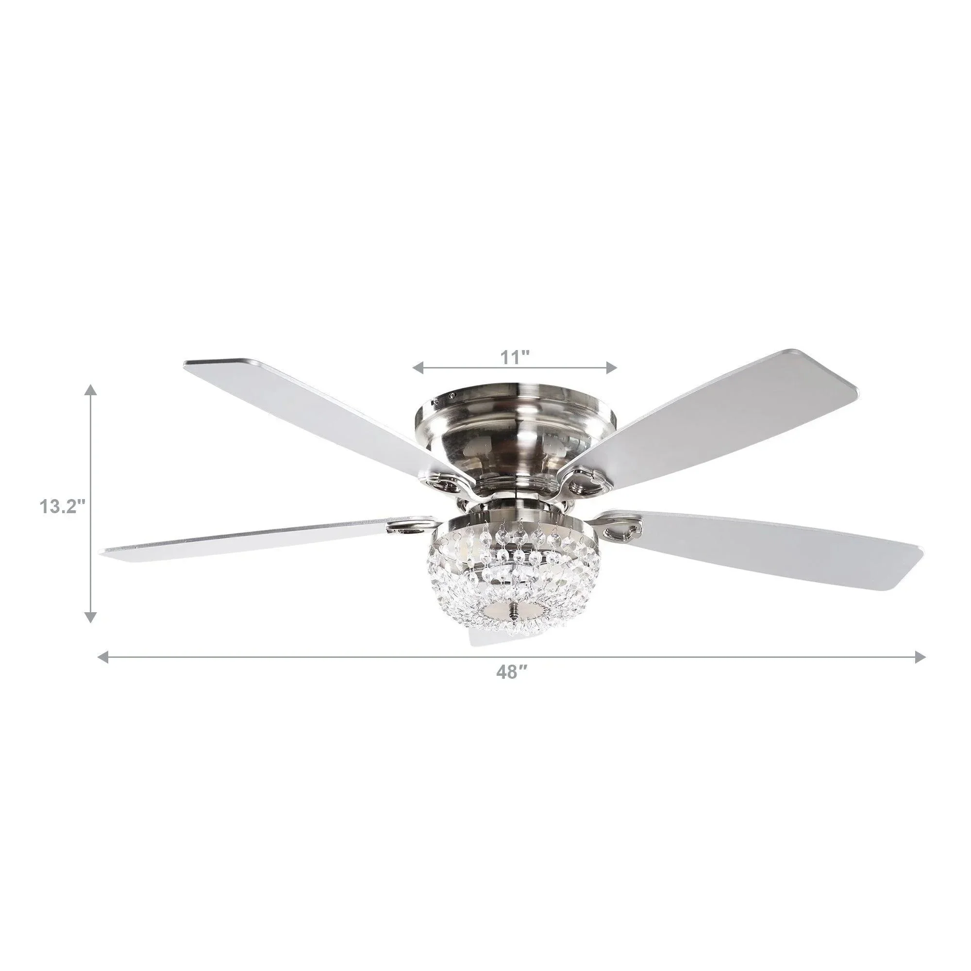 Parrot Uncle 48-Inch Modern Flush Mount Reversible Crytsal Ceiling Fan with Lighting and Remote Control - Image 15