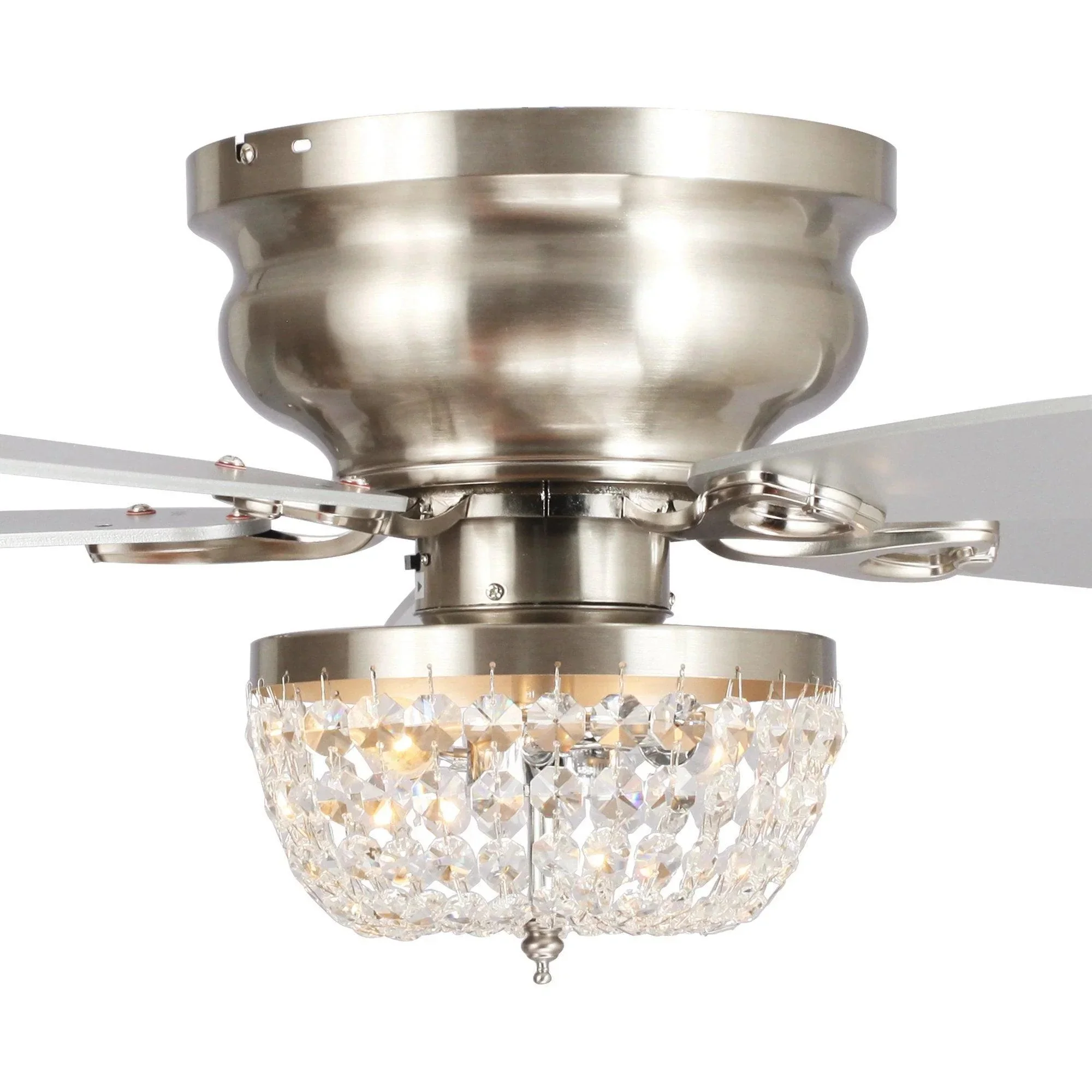 Parrot Uncle 48-Inch Modern Flush Mount Reversible Crytsal Ceiling Fan with Lighting and Remote Control - Image 3