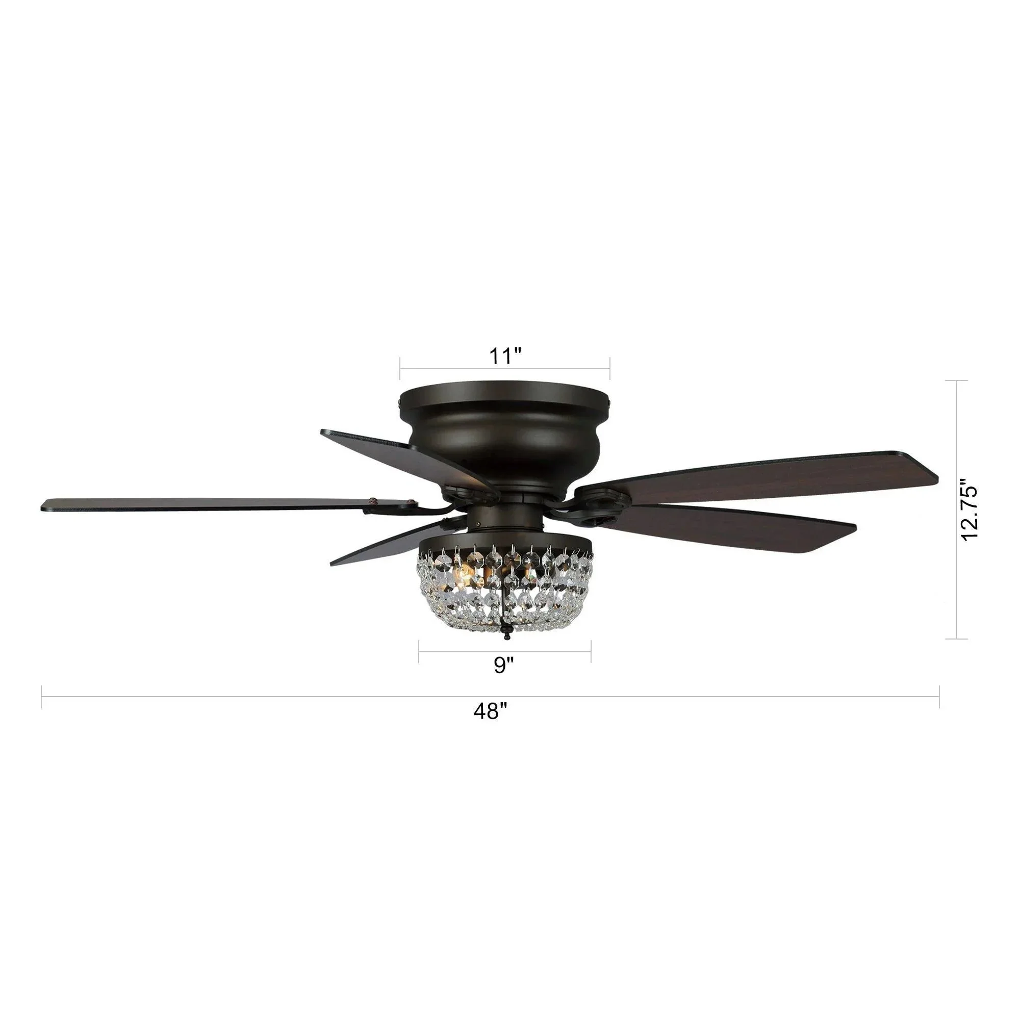 Parrot Uncle 48-Inch Modern Flush Mount Reversible Crytsal Ceiling Fan with Lighting and Remote Control - Image 32