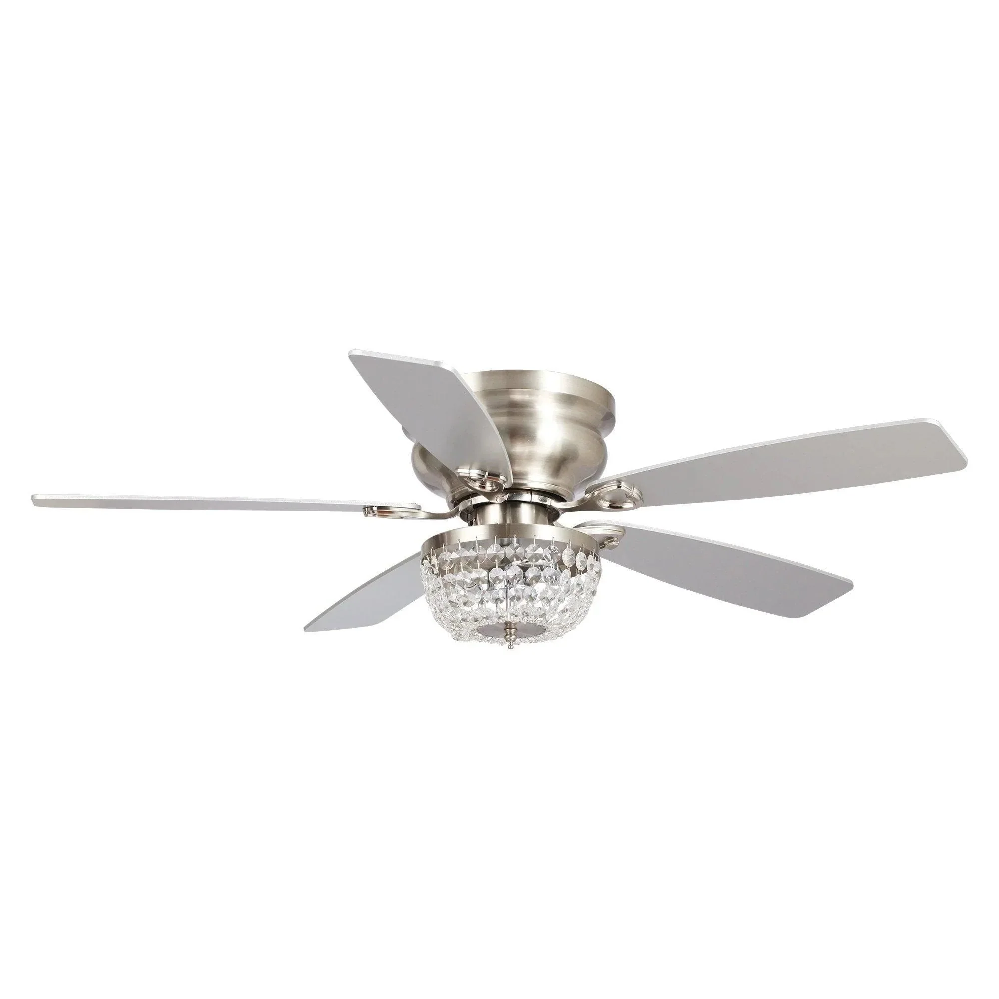Parrot Uncle 48-Inch Modern Flush Mount Reversible Crytsal Ceiling Fan with Lighting and Remote Control - Image 4
