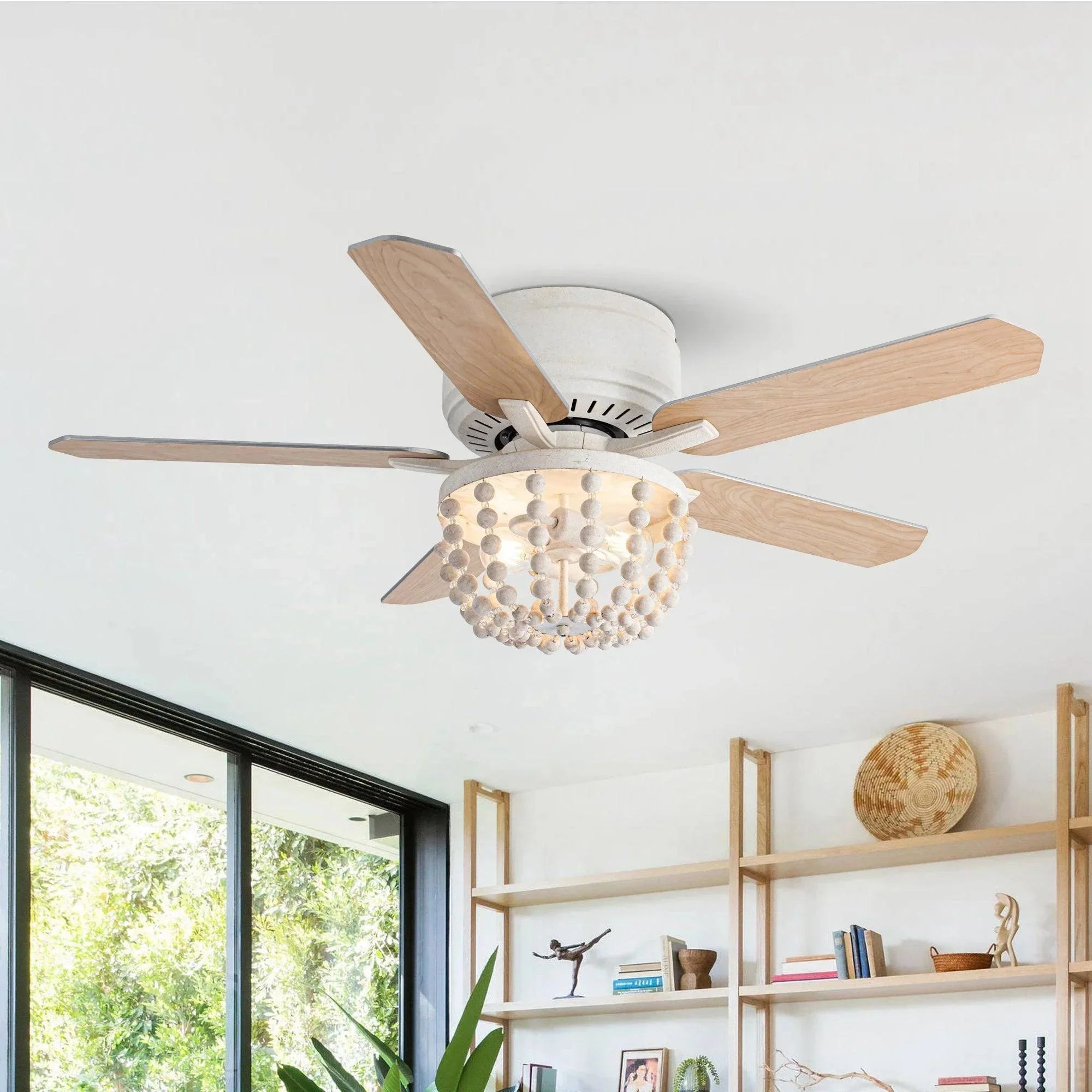 Parrot Uncle 48-Inch New Delhi Farmhouse Flush Mount Reversible Ceiling Fan with Lighting and Remote Control (F6355110V) - Image 11
