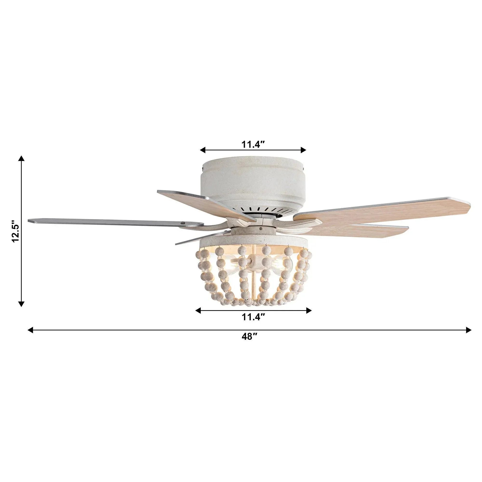 Parrot Uncle 48-Inch New Delhi Farmhouse Flush Mount Reversible Ceiling Fan with Lighting and Remote Control (F6355110V) - Image 19