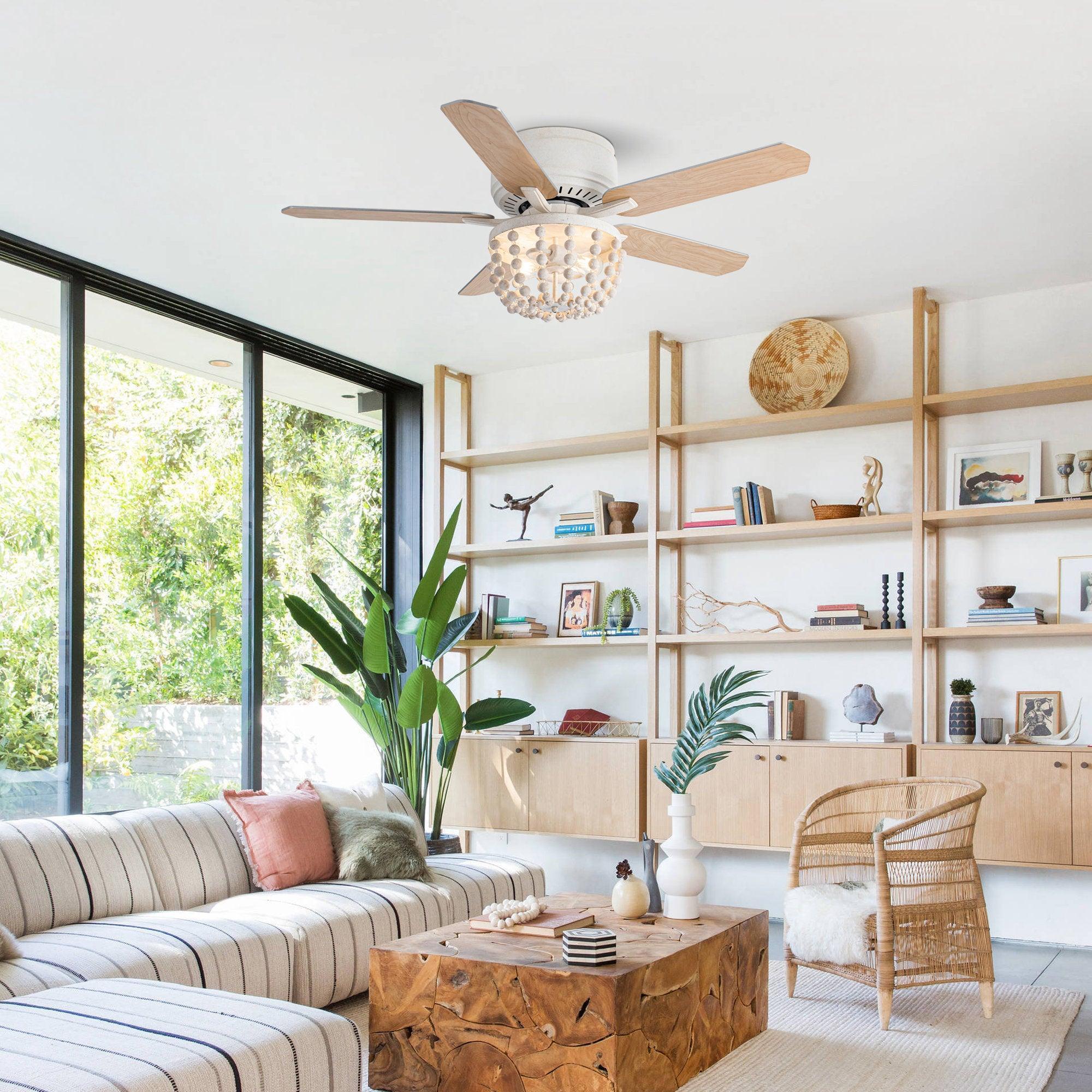 Parrot Uncle 48-Inch New Delhi Farmhouse Flush Mount Reversible Ceiling Fan with Lighting and Remote Control (F6355110V) - Image 7