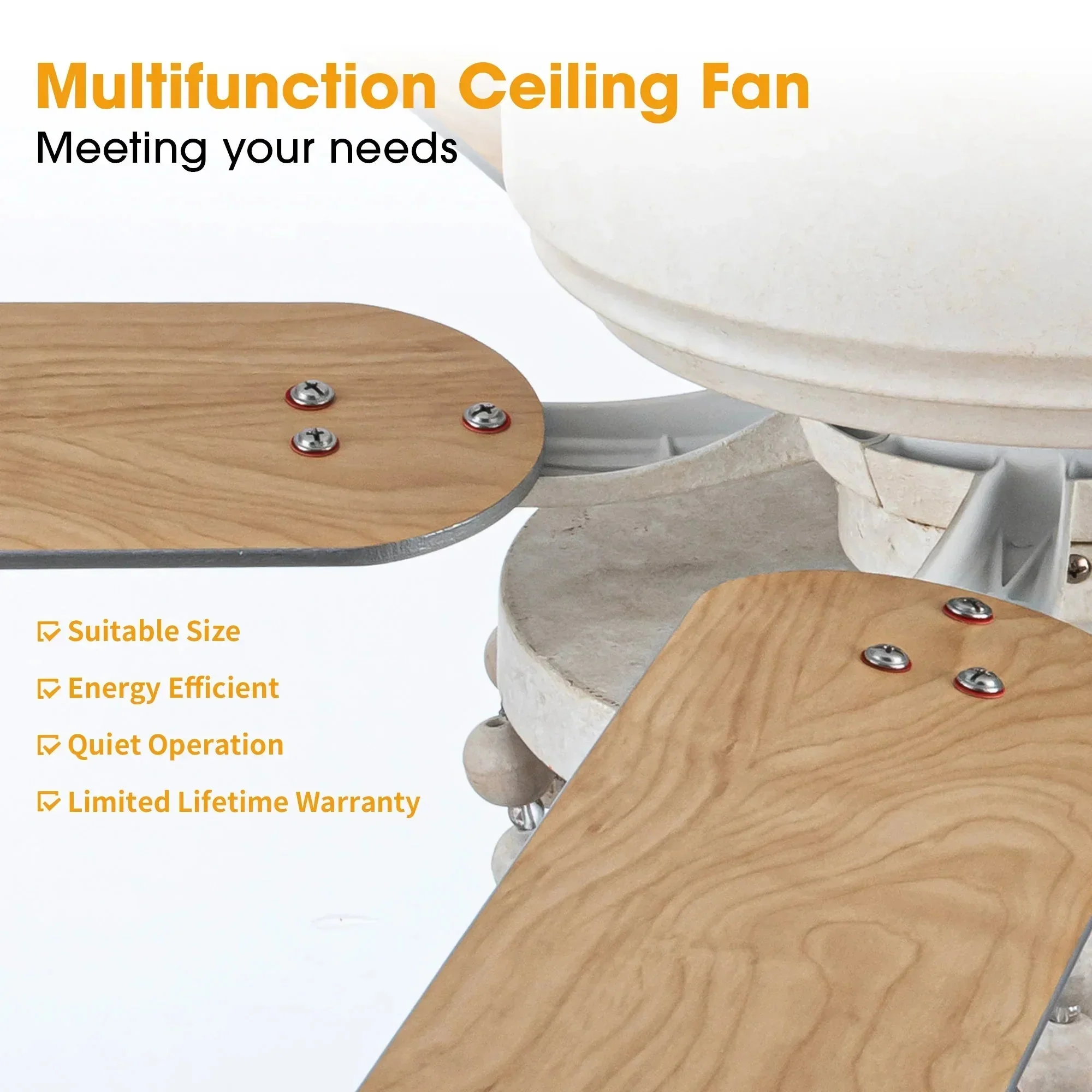 Parrot Uncle 48-Inch New Delhi Farmhouse Flush Mount Reversible Ceiling Fan with Lighting and Remote Control (F6355110V) - Image 8