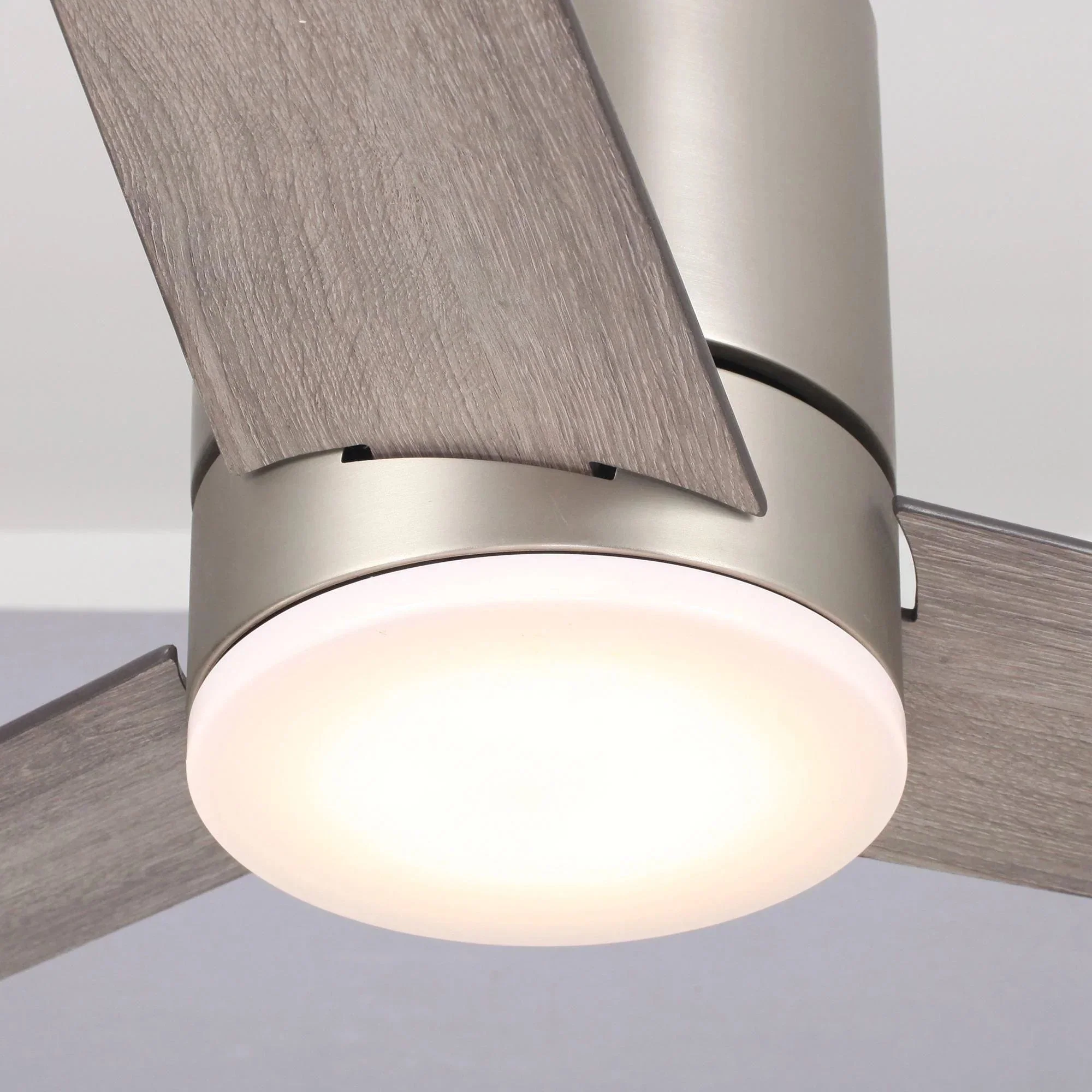 Parrot Uncle 48-Inch Satin Nickel Flush Mount Low Profile Ceiling Fan with LED Lighting (F6298SNQ110V) - Image 11