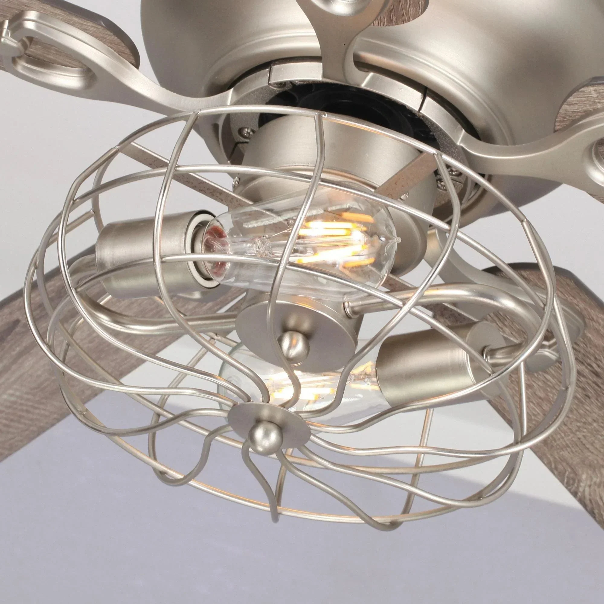 Parrot Uncle 48-Inch Thurber Industrial Satin Nickel Flush Mount Reversible Ceiling Fan with Lighting and Remote Control (F6310Q110V) - Image 11