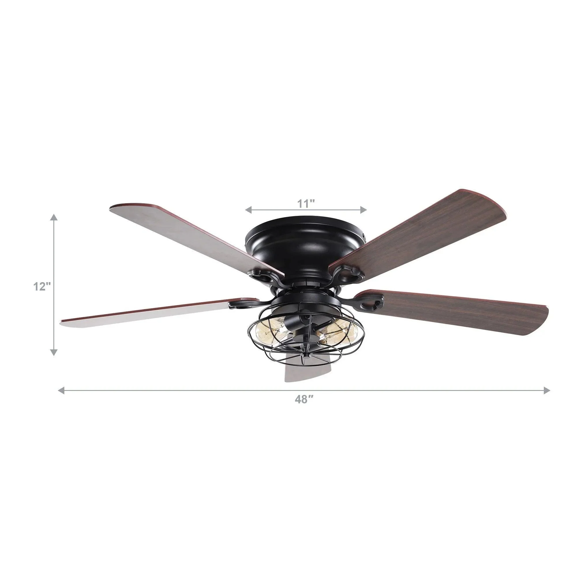 Parrot Uncle 48-Inch Ummuhan Industrial Flush Mount Ceiling Fan with Lighting - Image 11
