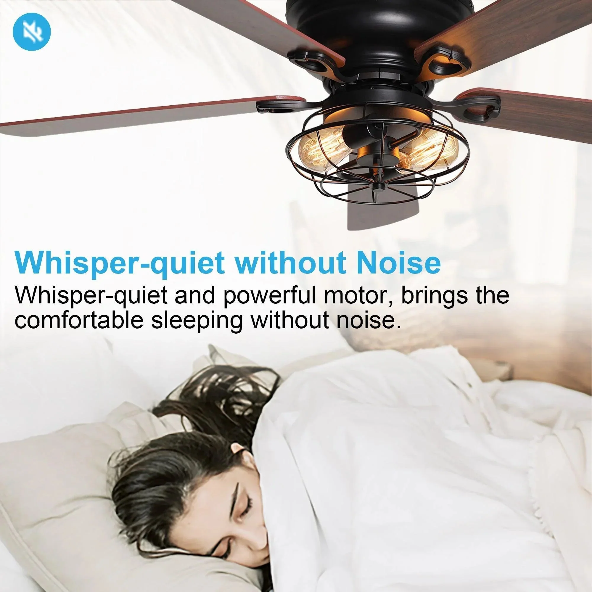 Parrot Uncle 48-Inch Ummuhan Industrial Flush Mount Ceiling Fan with Lighting - Image 7