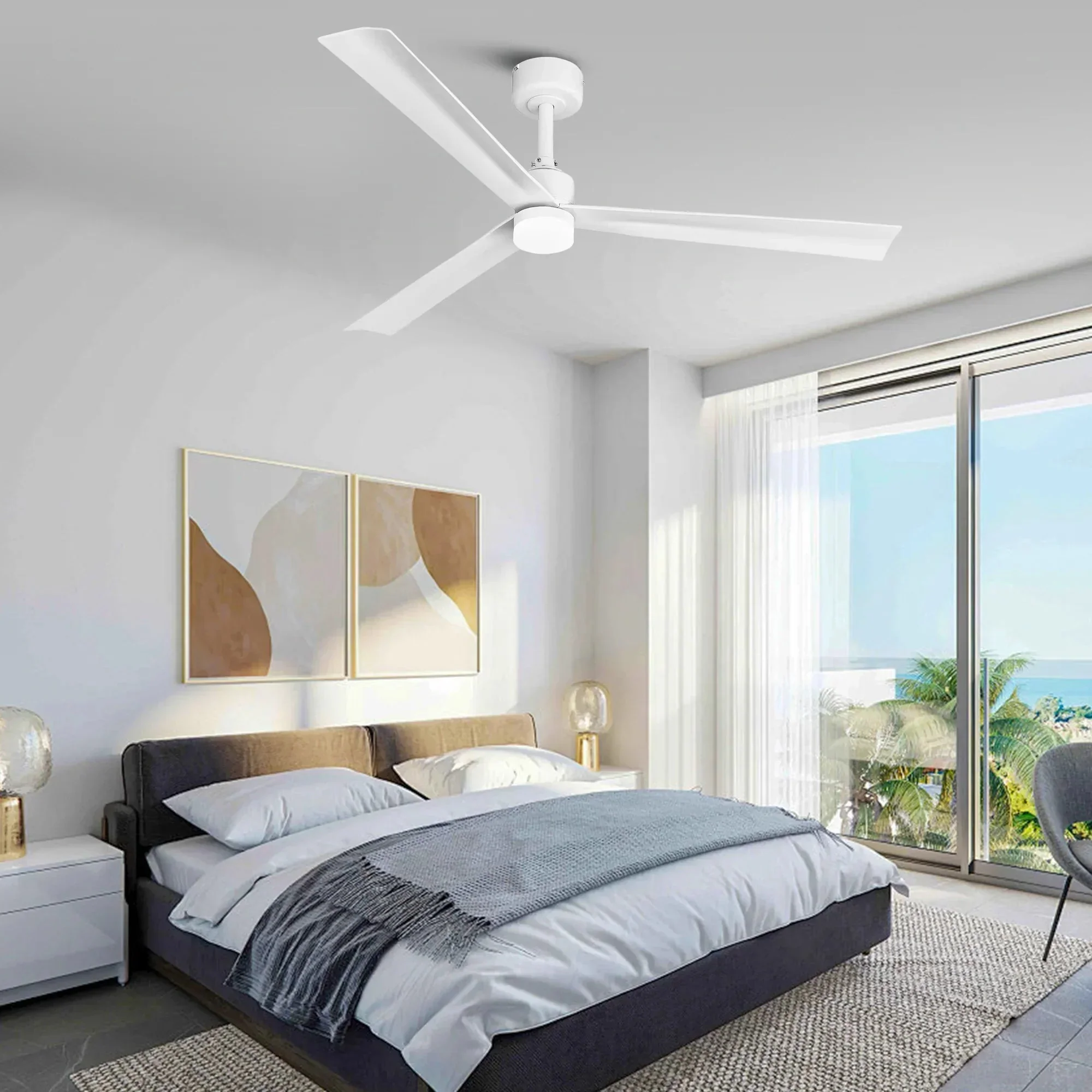 Parrot Uncle 50-Inch Rae Modern Downrod Mount LED Ceiling Fan with Remote Control (F5005-L) - Image 3