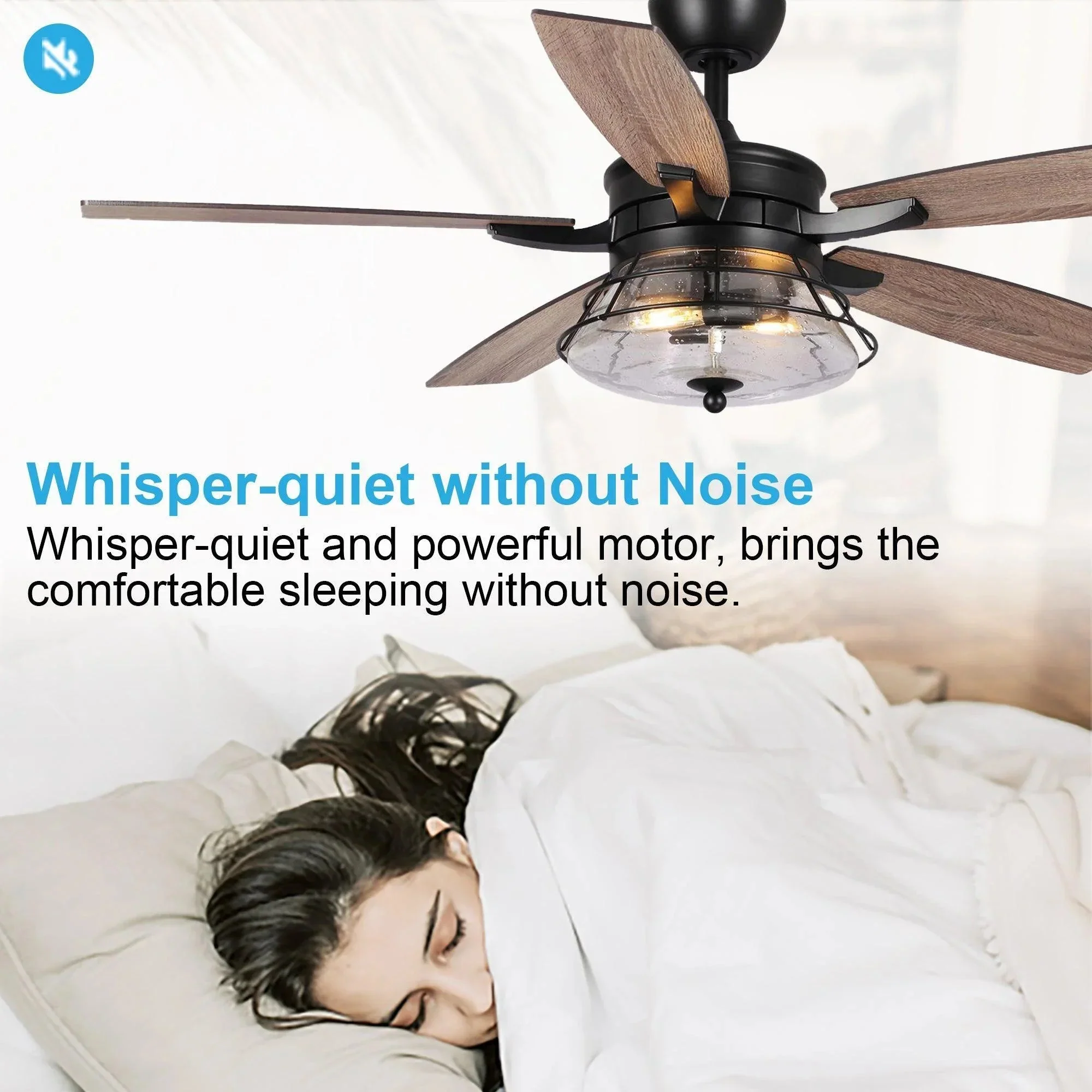 Parrot Uncle 52-Inch Antone Industrial Downrod Mount Reversible Ceiling Fan with Lighting and Remote Control (F6311Q110V) - Image 6