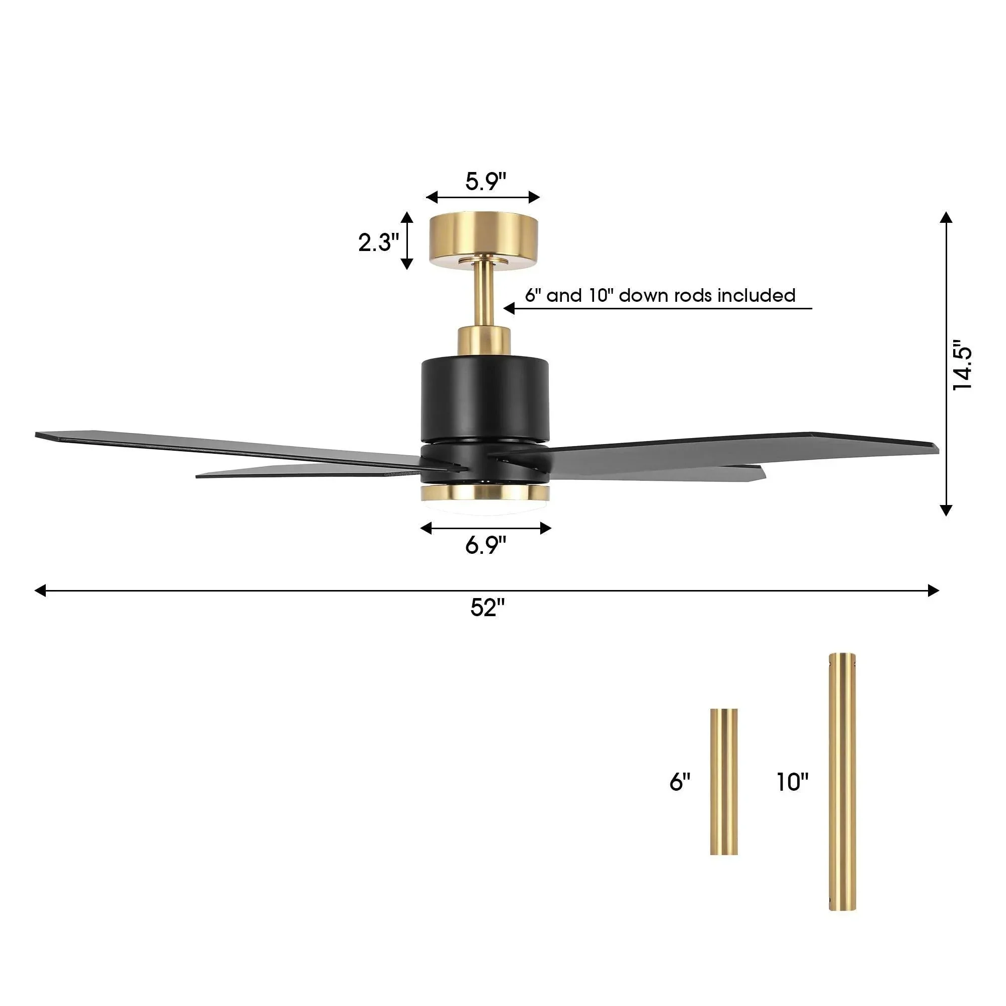 Parrot Uncle 52-Inch Ashby Industrial DC Motor Ceiling Fan with LED Lighting and Remote Control - Image 26