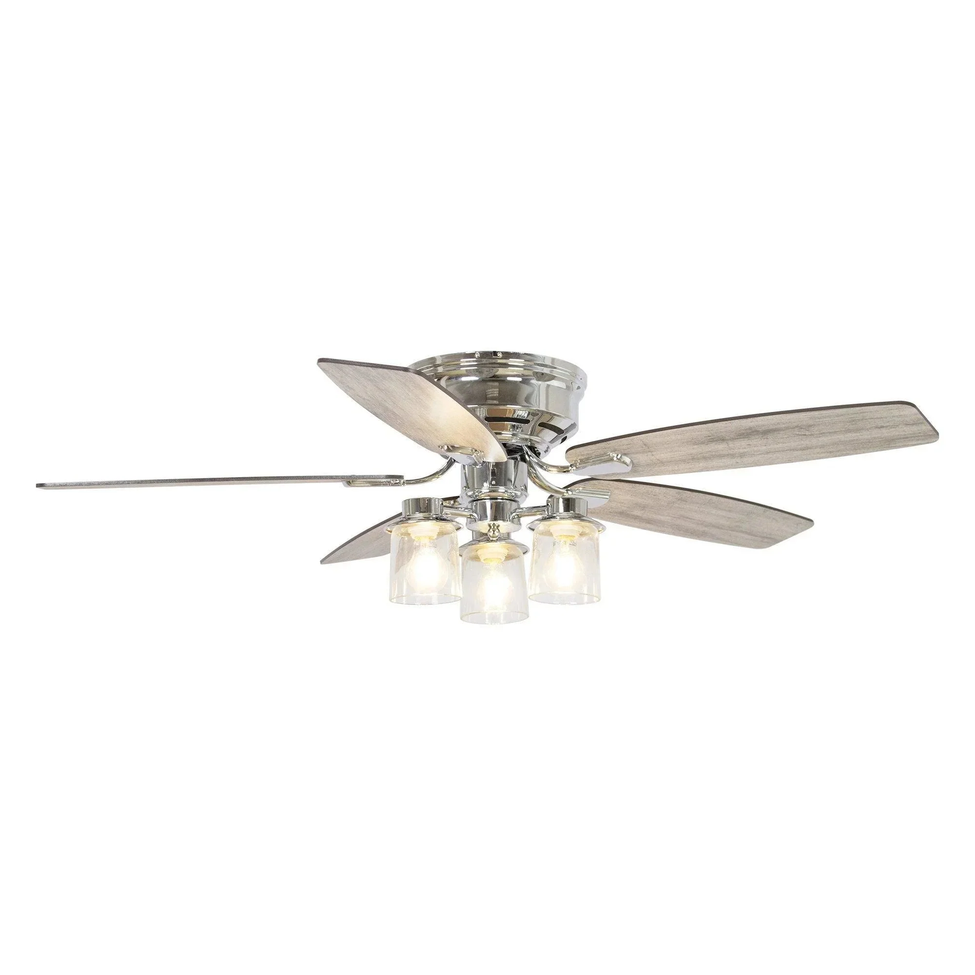 Parrot Uncle 52-Inch Bangatore Traditional Chrome Flush Mount Reversible Ceiling Fan with Lighting and Remote Control (F6291QQ110V) - Image 14