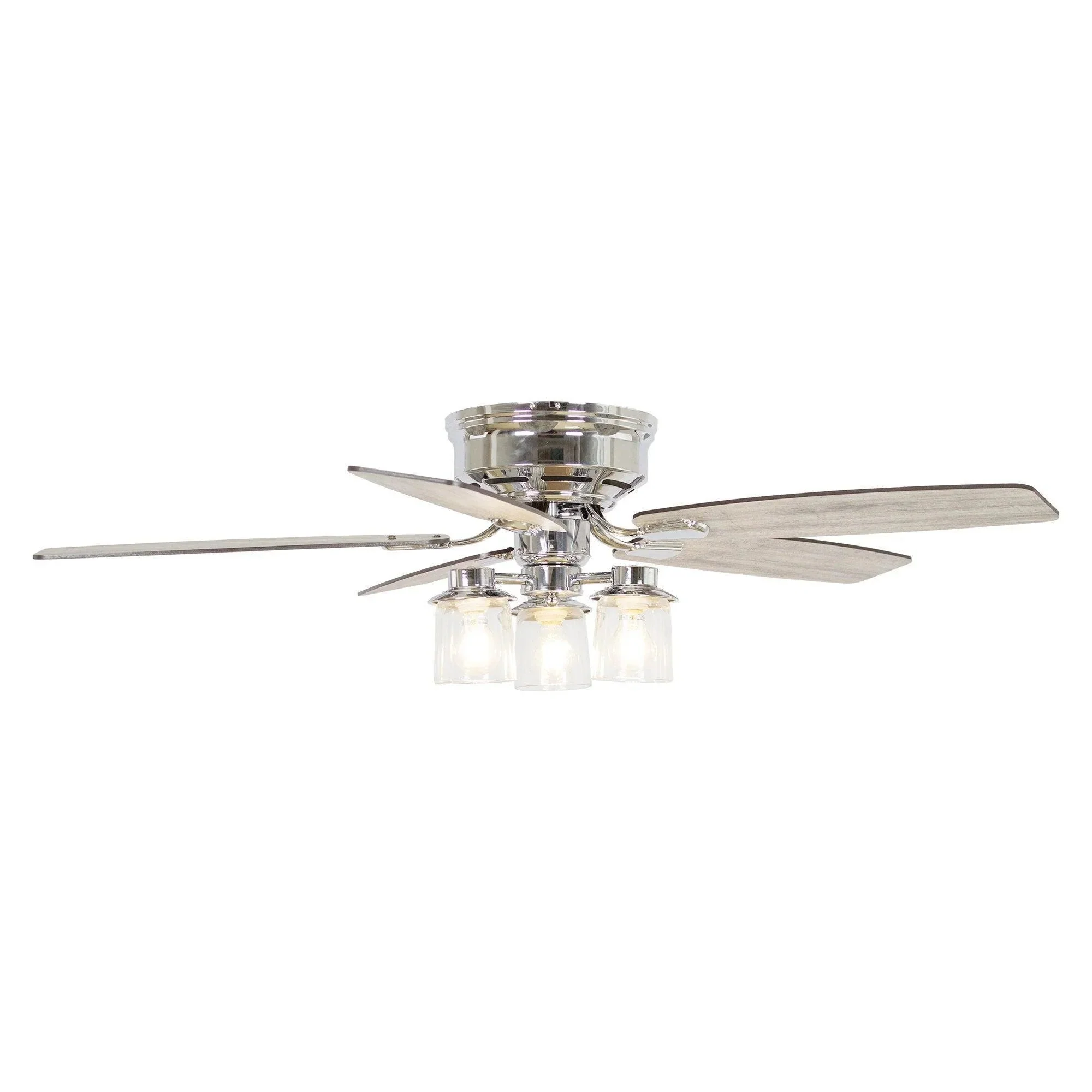 Parrot Uncle 52-Inch Bangatore Traditional Chrome Flush Mount Reversible Ceiling Fan with Lighting and Remote Control (F6291QQ110V) - Image 15