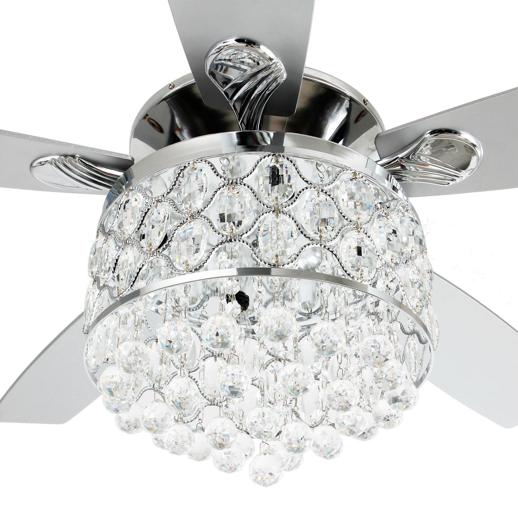 Parrot Uncle 52-Inch Berkshire Modern Downrod Mount Reversible Crystal Ceiling Fan with Lighting and Remote Control - Image 22