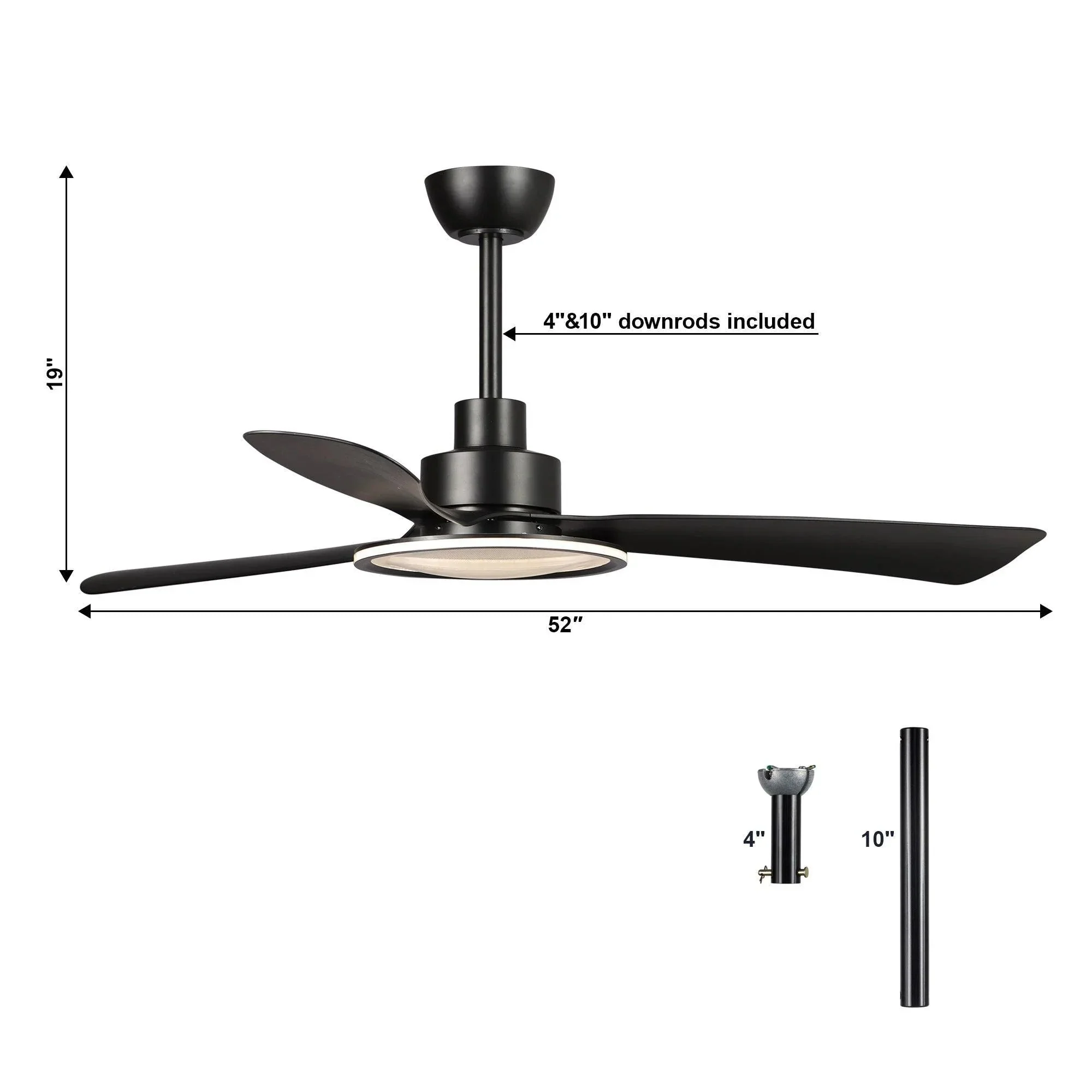 Parrot Uncle 52-Inch Bohemian Industrial DC Motor Downrod Mount Reversible Ceiling Fan with Lighting and Remote Control (F6385BK110V) - Image 16