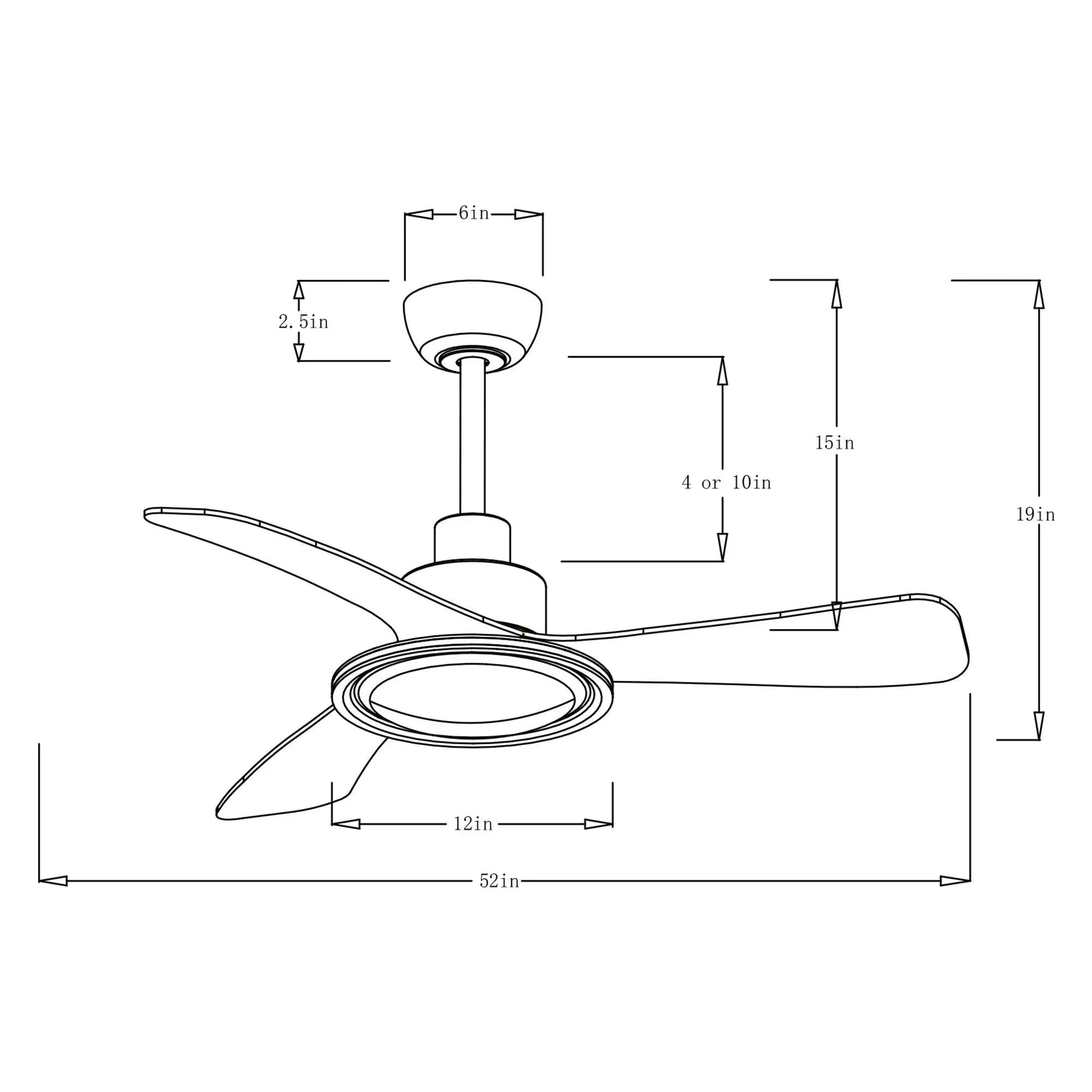 Parrot Uncle 52-Inch Bohemian Industrial DC Motor Downrod Mount Reversible Ceiling Fan with Lighting and Remote Control (F6385BK110V) - Image 17