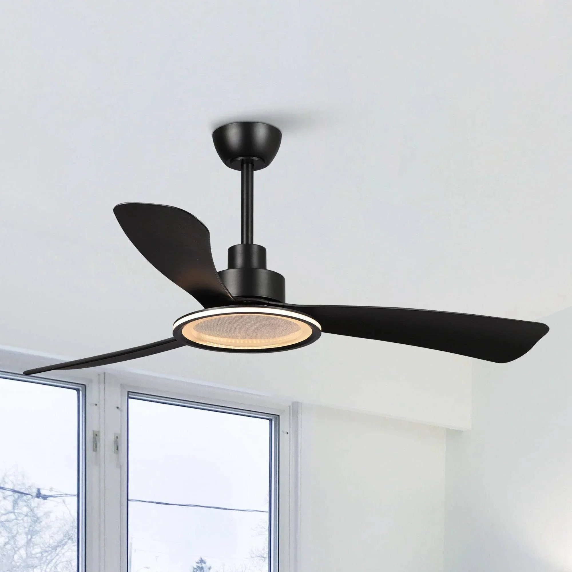 Parrot Uncle 52-Inch Bohemian Industrial DC Motor Downrod Mount Reversible Ceiling Fan with Lighting and Remote Control (F6385BK110V) - Image 4