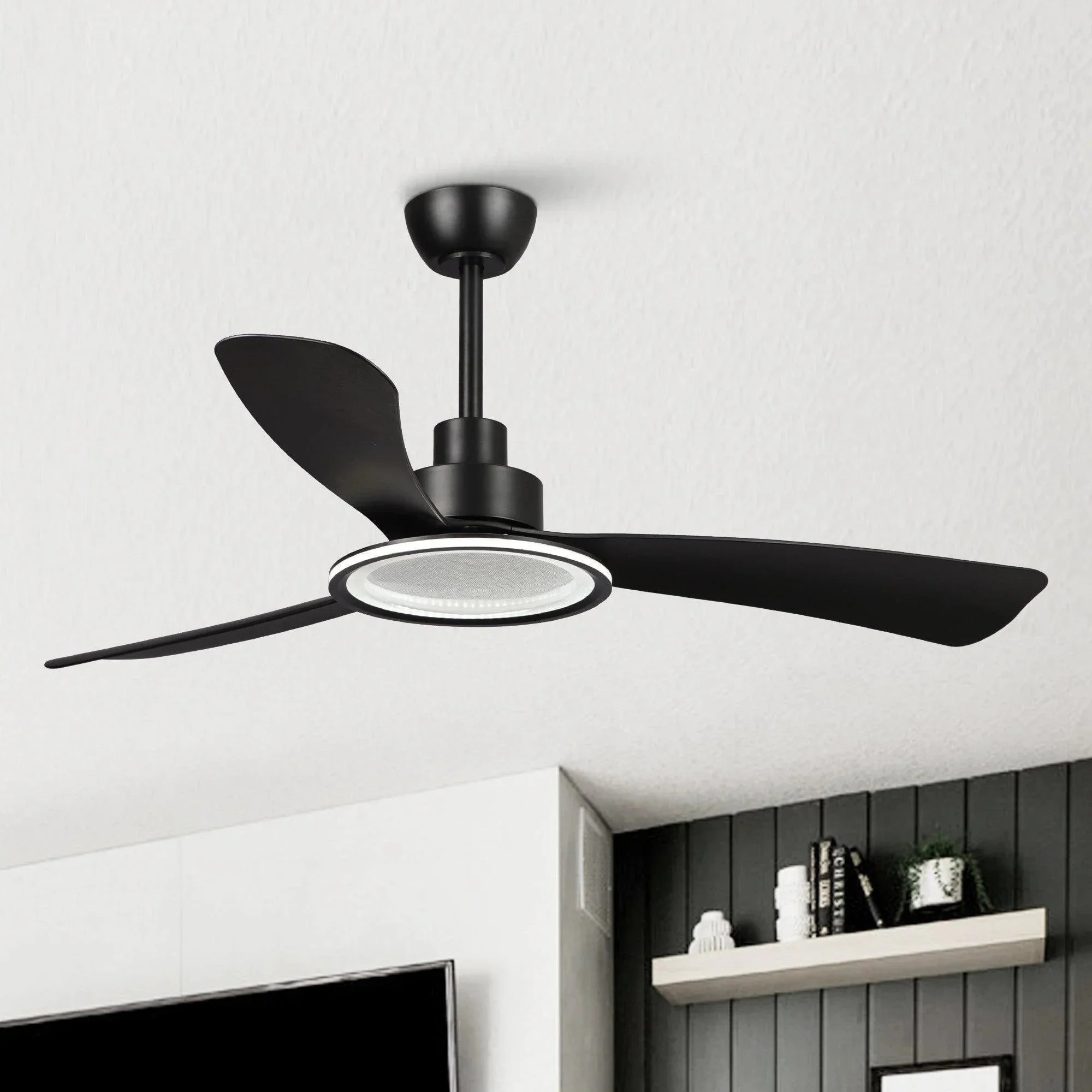 Parrot Uncle 52-Inch Bohemian Industrial DC Motor Downrod Mount Reversible Ceiling Fan with Lighting and Remote Control (F6385BK110V) - Image 7