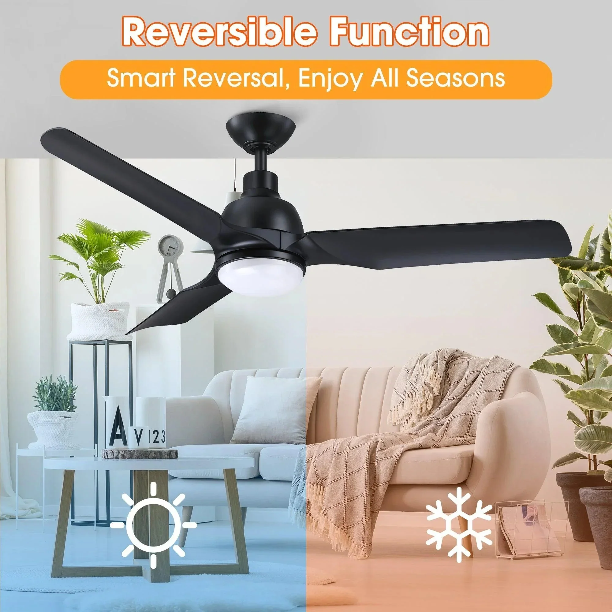 Parrot Uncle 52-Inch Cason Industrial Downrod Mount Reversible Ceiling Fan with LED Lighting and Remote Control (BBLAB011A) - Image 4