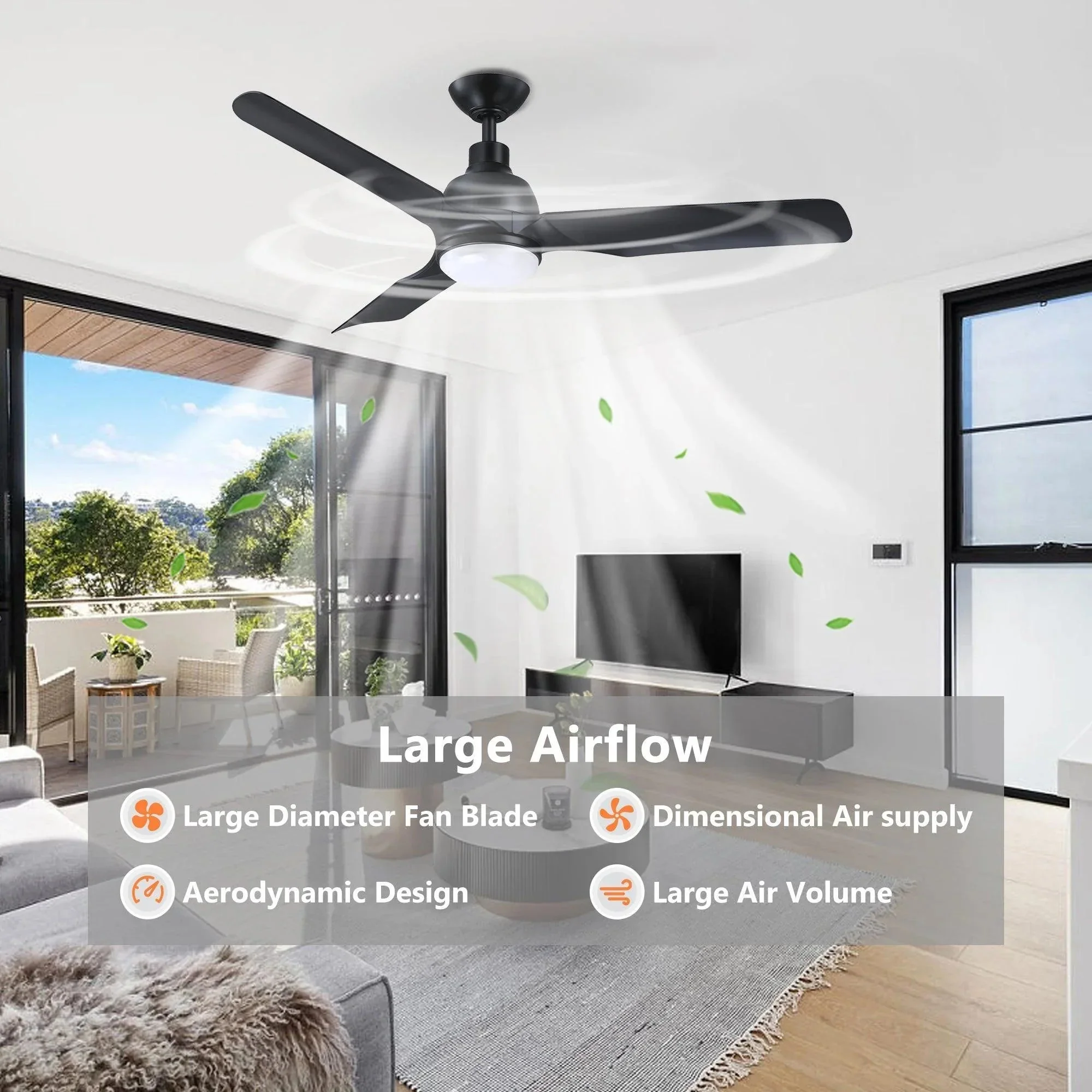 Parrot Uncle 52-Inch Cason Industrial Downrod Mount Reversible Ceiling Fan with LED Lighting and Remote Control (BBLAB011A) - Image 7