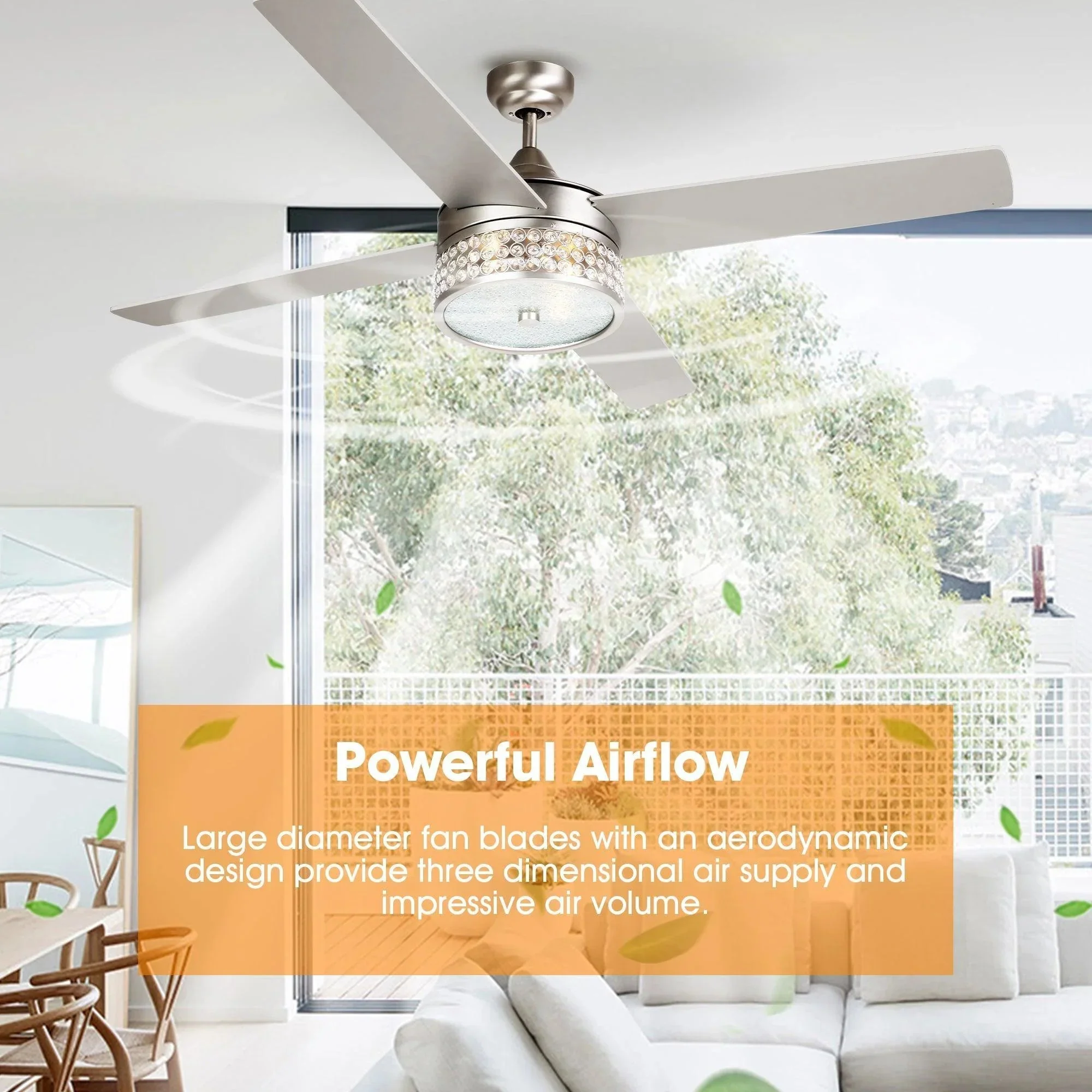 Parrot Uncle 52-Inch Cason Modern Downrod Mount Reversible Ceiling Fan with Lighting and Remote Control - Image 11