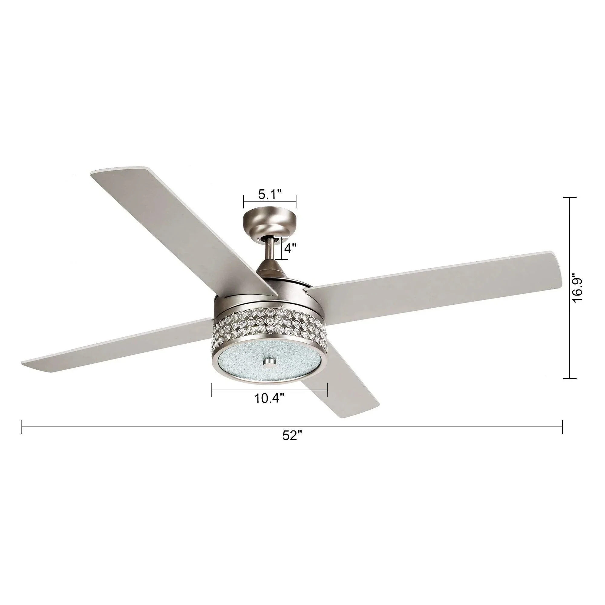 Parrot Uncle 52-Inch Cason Modern Downrod Mount Reversible Ceiling Fan with Lighting and Remote Control - Image 12