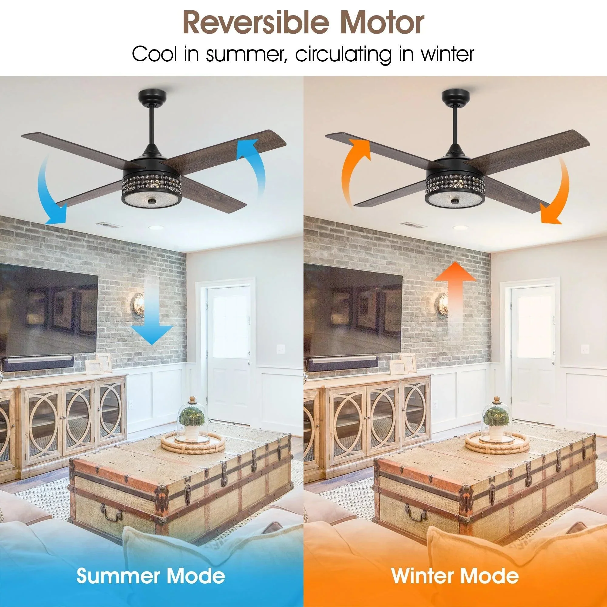 Parrot Uncle 52-Inch Cason Modern Downrod Mount Reversible Ceiling Fan with Lighting and Remote Control - Image 14