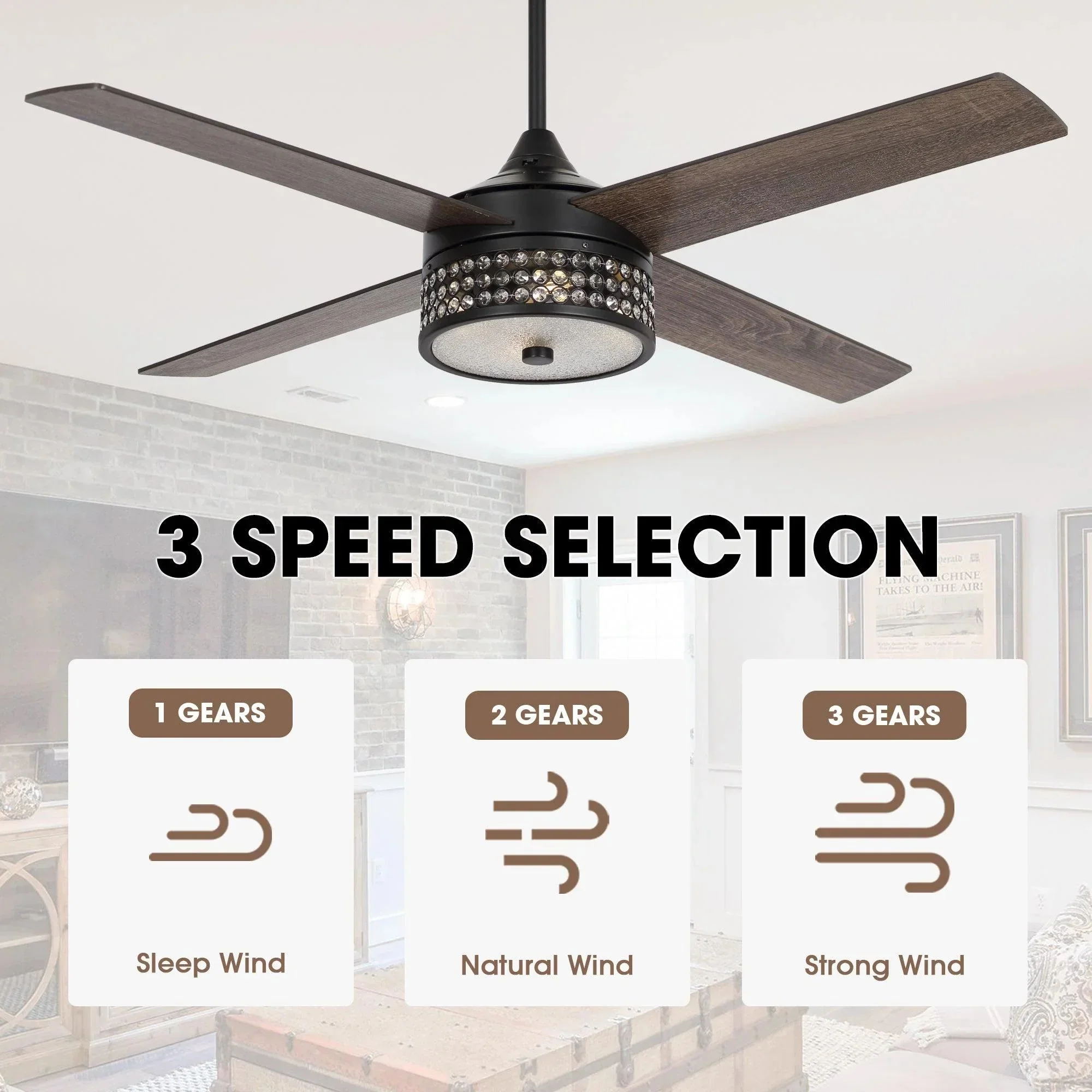 Parrot Uncle 52-Inch Cason Modern Downrod Mount Reversible Ceiling Fan with Lighting and Remote Control - Image 16