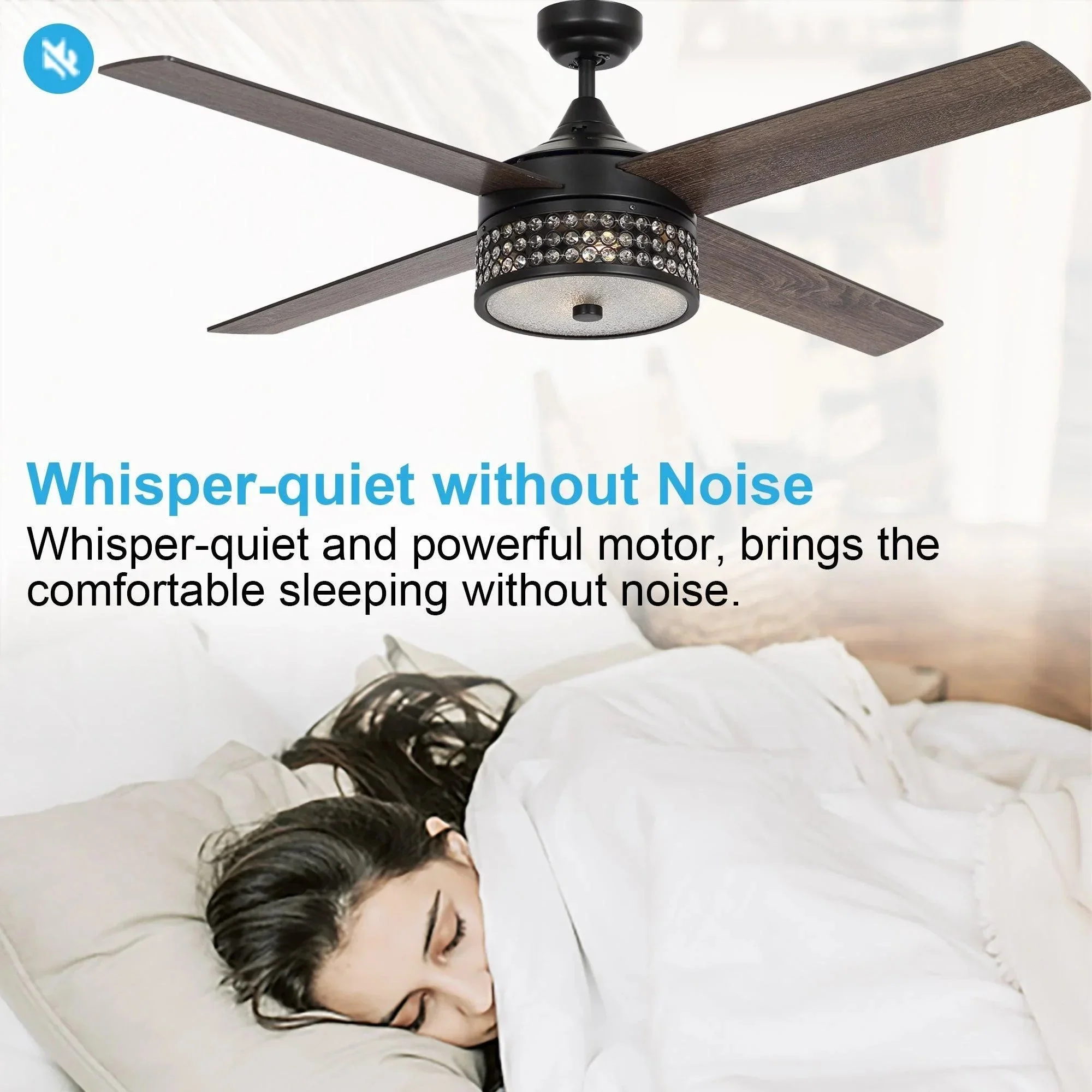 Parrot Uncle 52-Inch Cason Modern Downrod Mount Reversible Ceiling Fan with Lighting and Remote Control - Image 18