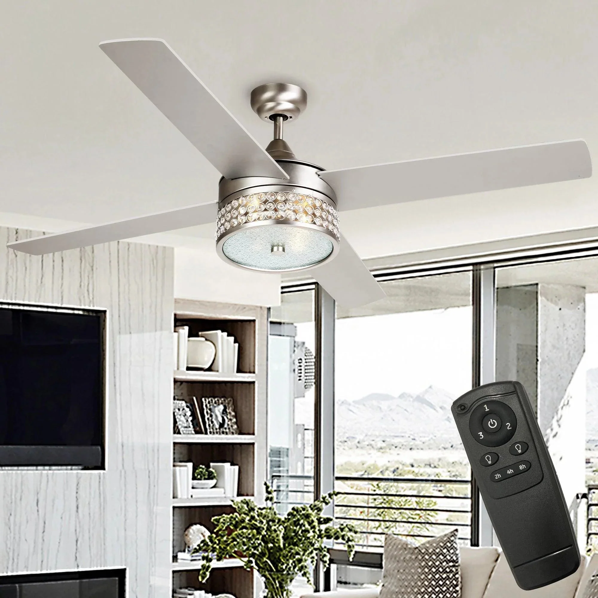 Parrot Uncle 52-Inch Cason Modern Downrod Mount Reversible Ceiling Fan with Lighting and Remote Control - Image 4
