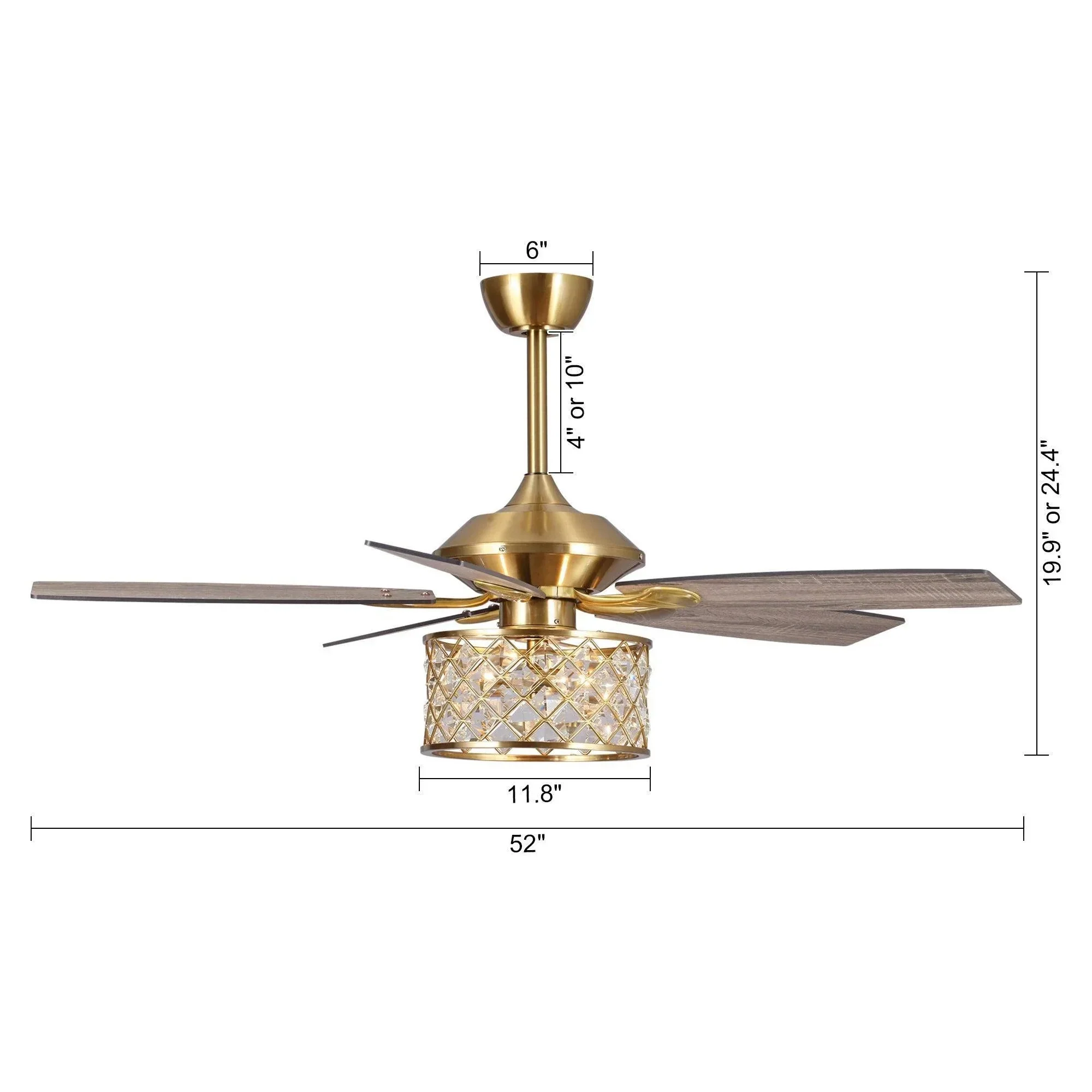 Parrot Uncle 52-Inch Cochin Modern Downrod Mount Reversible Crystal Ceiling Fan with Lighting and Remote Control (F6338MSQ110V) - Image 19