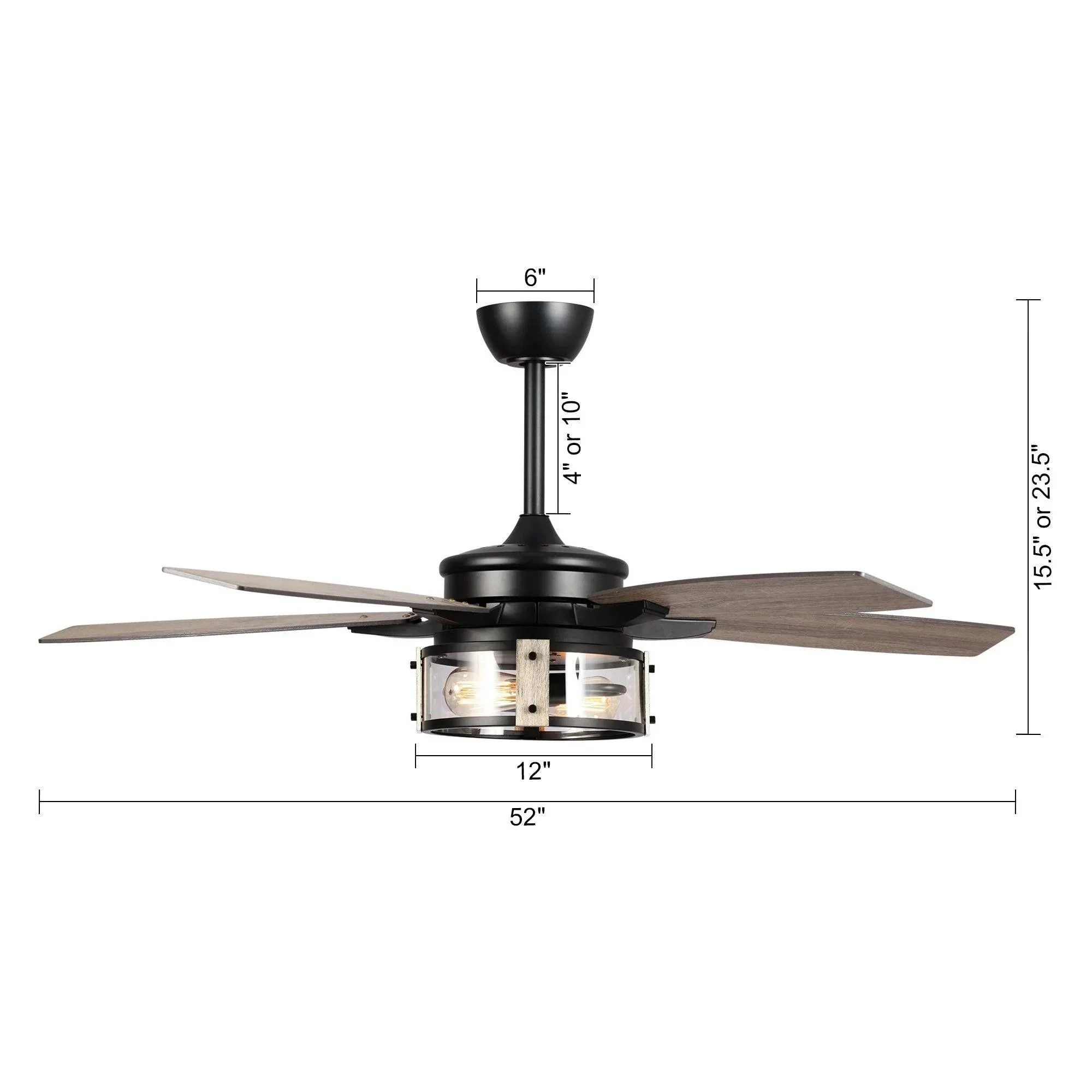 Parrot Uncle 52-Inch Coimbatore Farmhouse Downrod Mount Reversible Ceiling Fan with Lighting and Remote Control (F6331110V) - Image 14