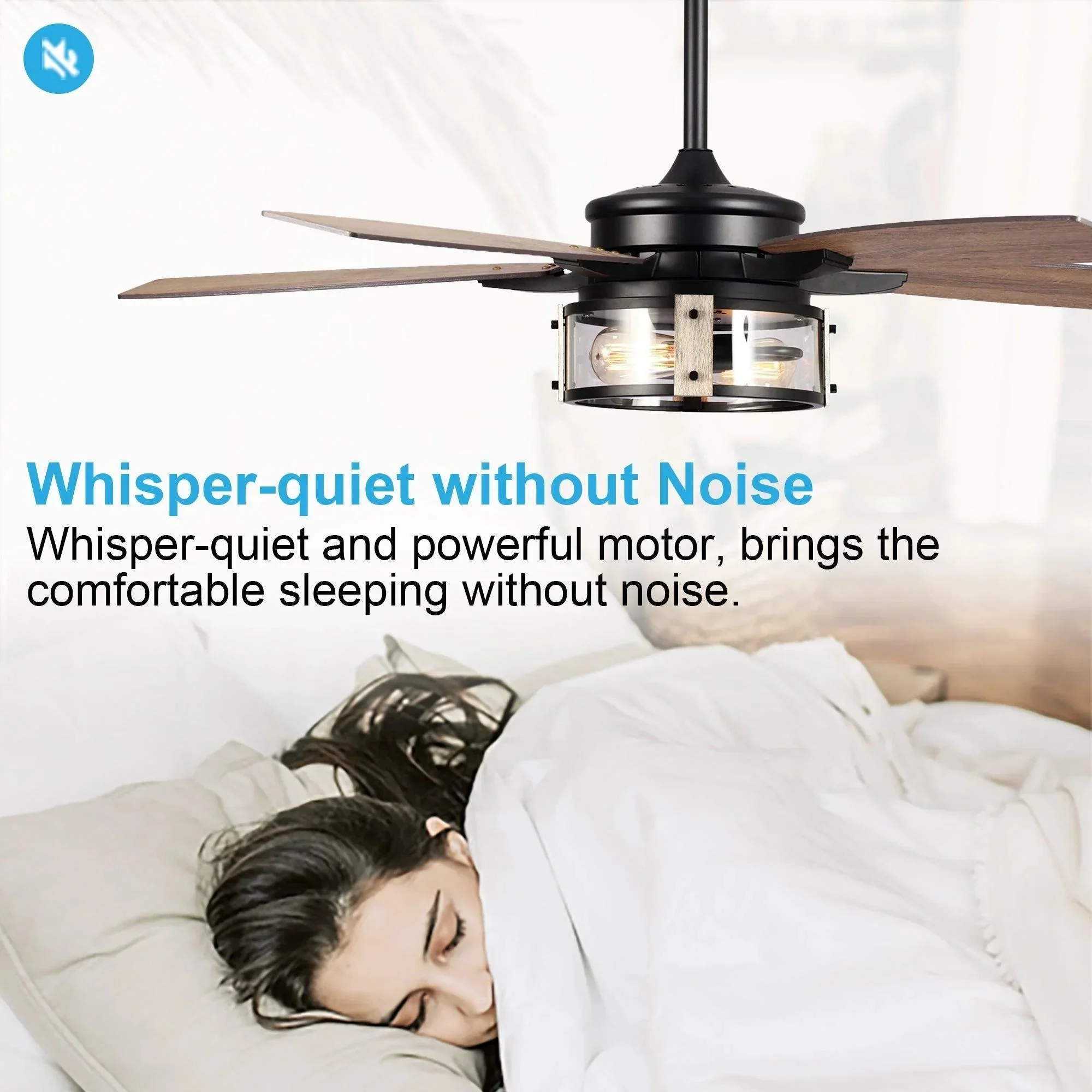 Parrot Uncle 52-Inch Coimbatore Farmhouse Downrod Mount Reversible Ceiling Fan with Lighting and Remote Control (F6331110V) - Image 9