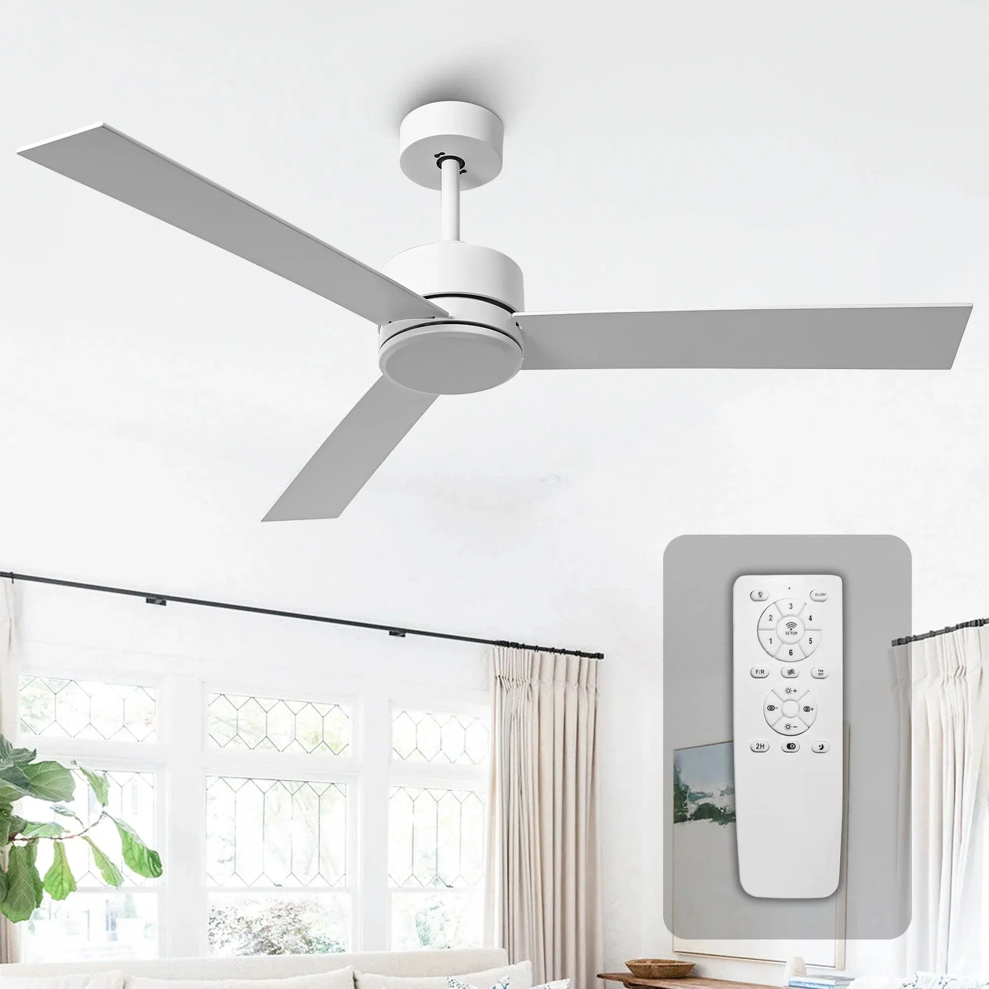 Parrot Uncle 52-Inch DC Motor 3 Blades Modern Downrod Mount Ceiling Fan - Image 10